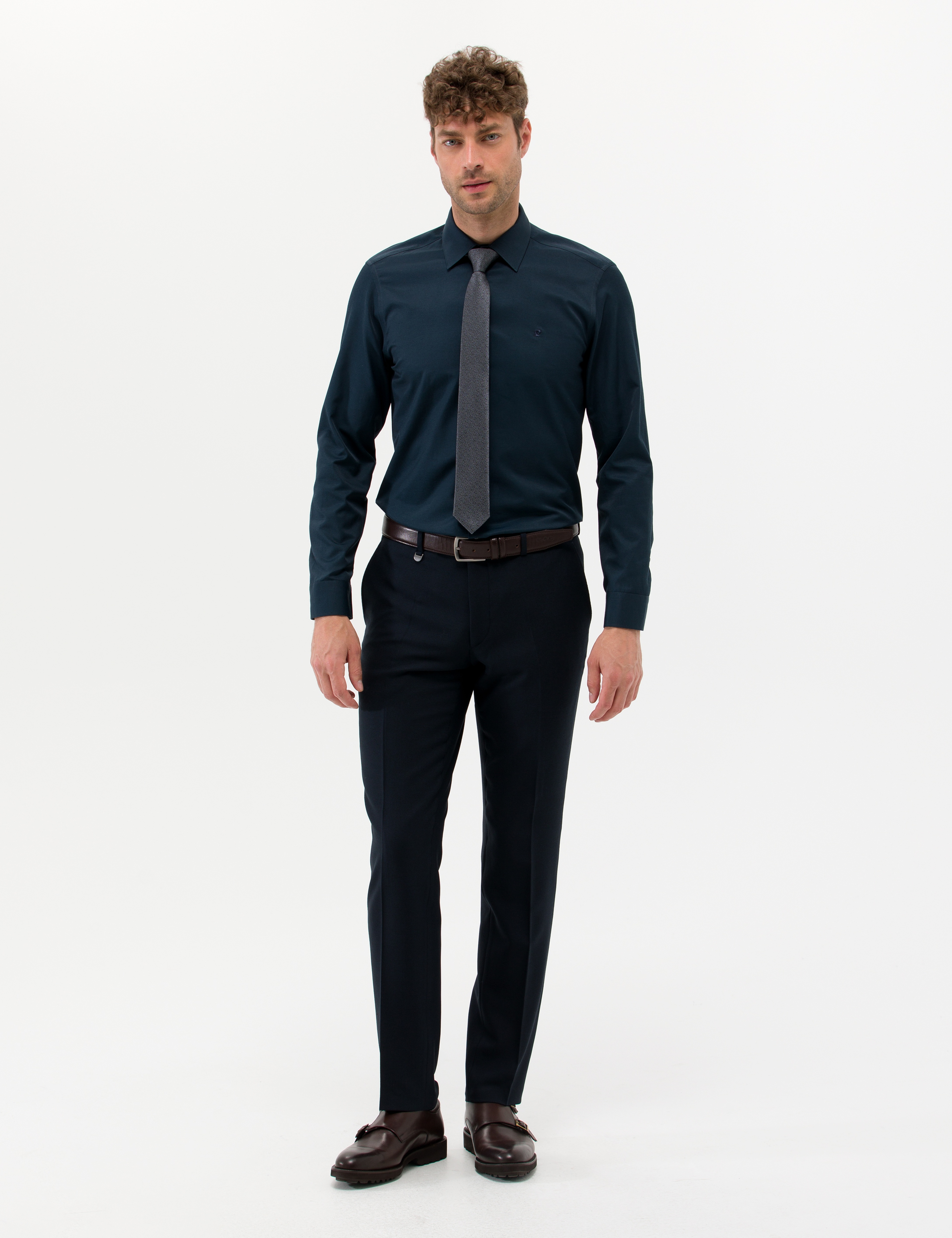 Lacivert Slim Fit Uzun Kollu Basic Gömlek