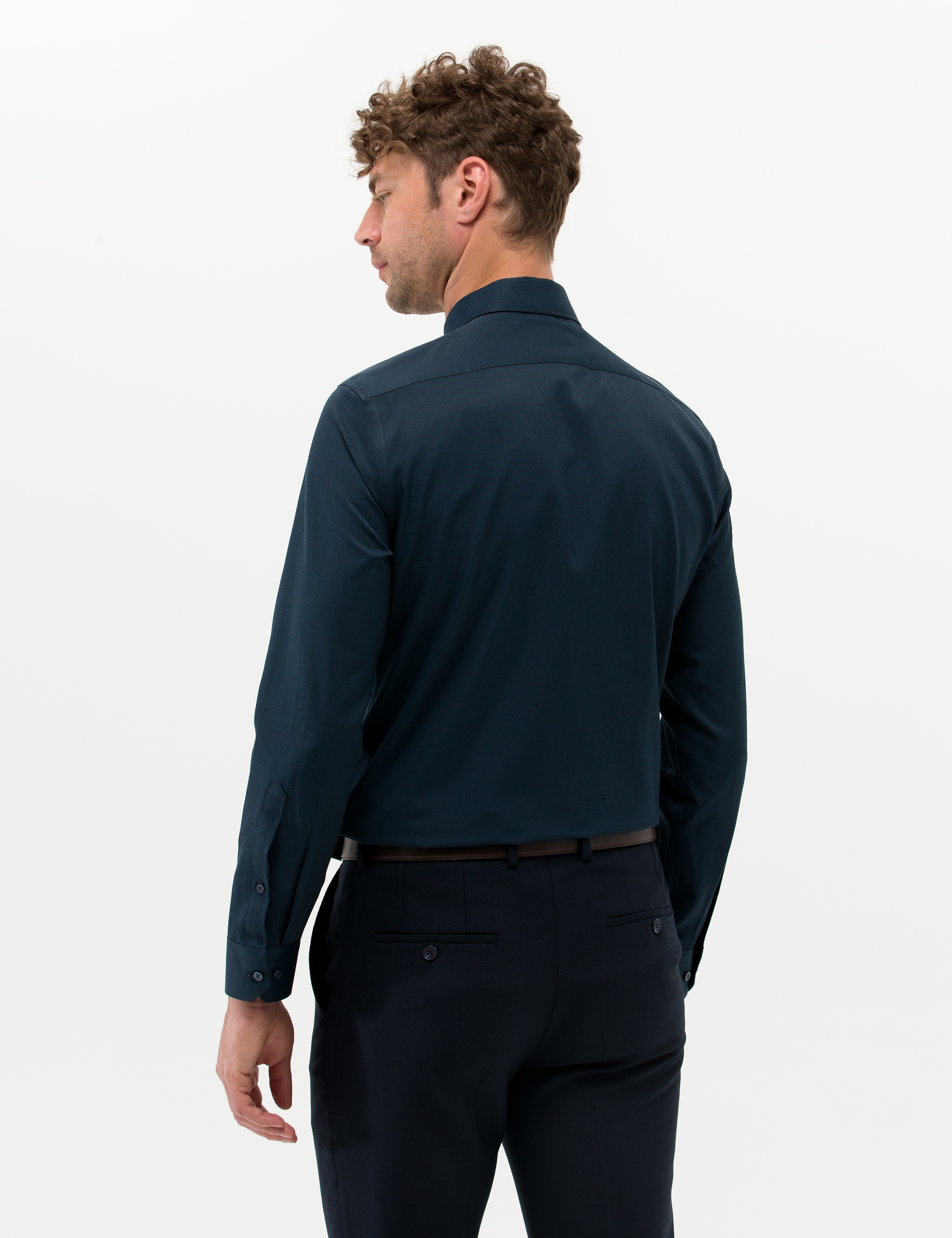 Lacivert Slim Fit Uzun Kollu Basic Gömlek
