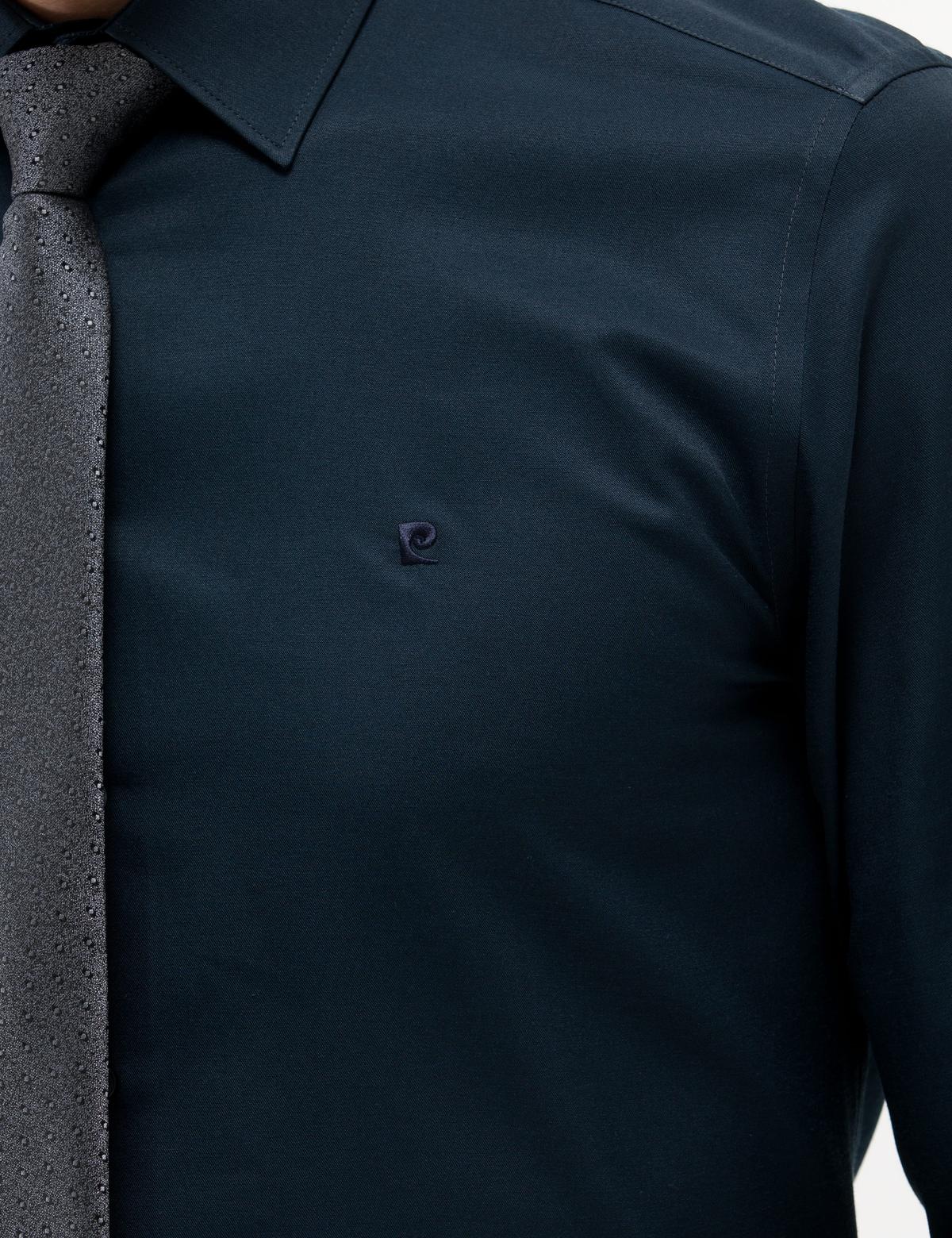 Lacivert Slim Fit Uzun Kollu Basic Gömlek - 50243306017