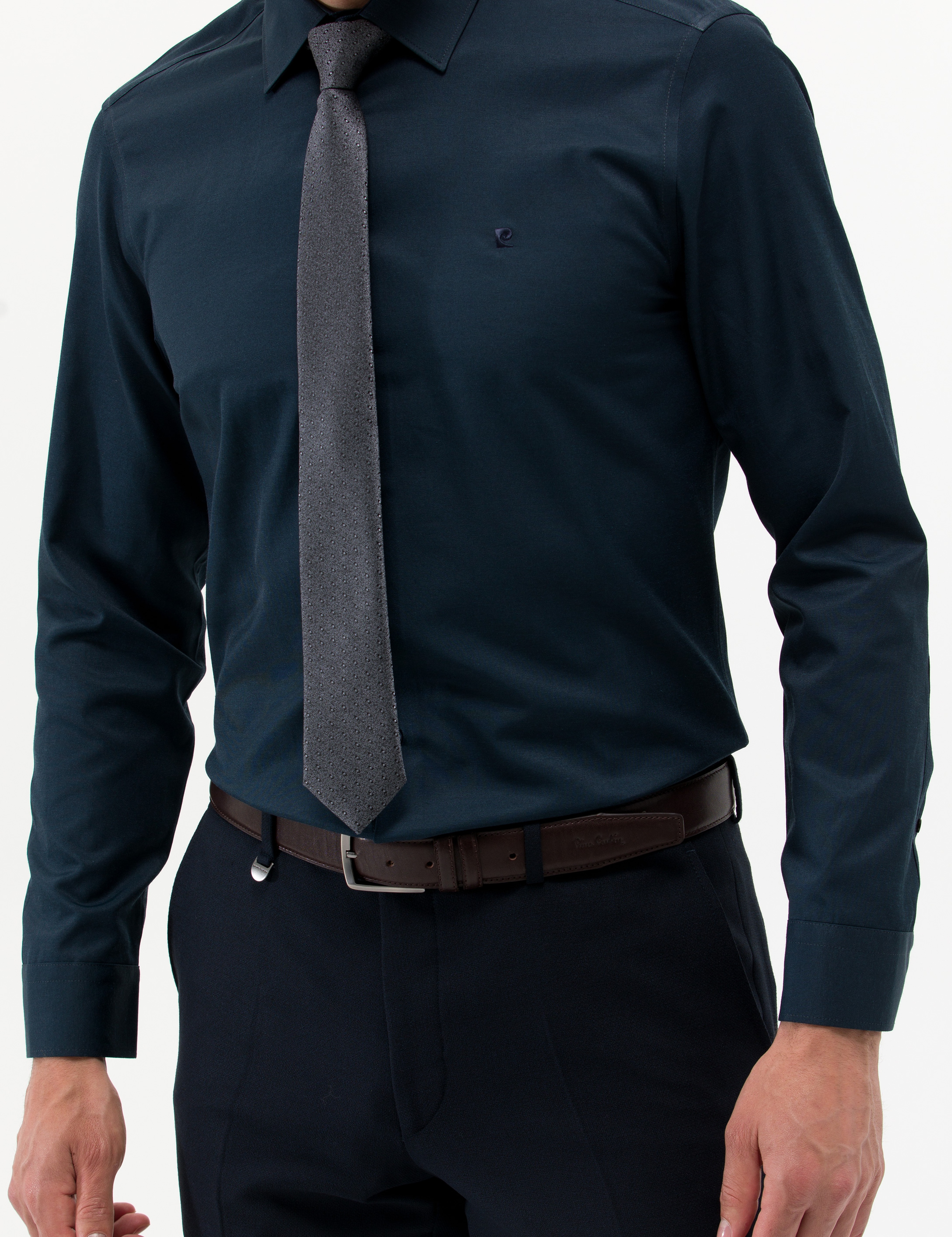 Lacivert Slim Fit Uzun Kollu Basic Gömlek - Image 6