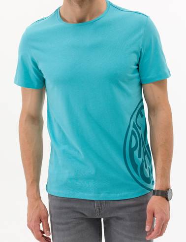 Mavi Slim Fit Baskılı Bisiklet Yaka Tişört