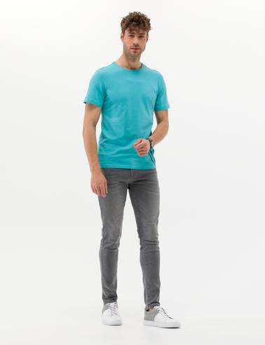 Mavi Slim Fit Baskılı Bisiklet Yaka Tişört