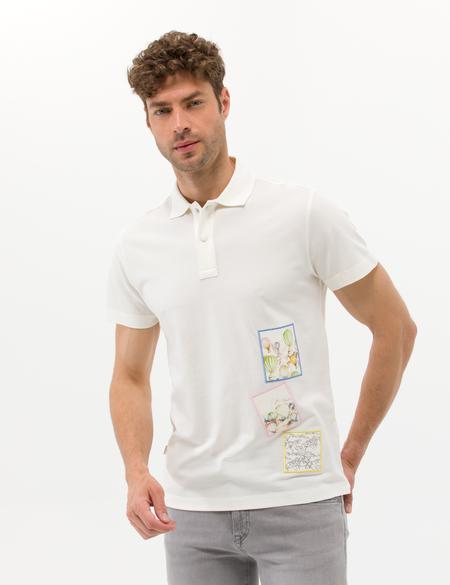 Ekru Baskılı Bisiklet Yaka Tişört - 50264195023