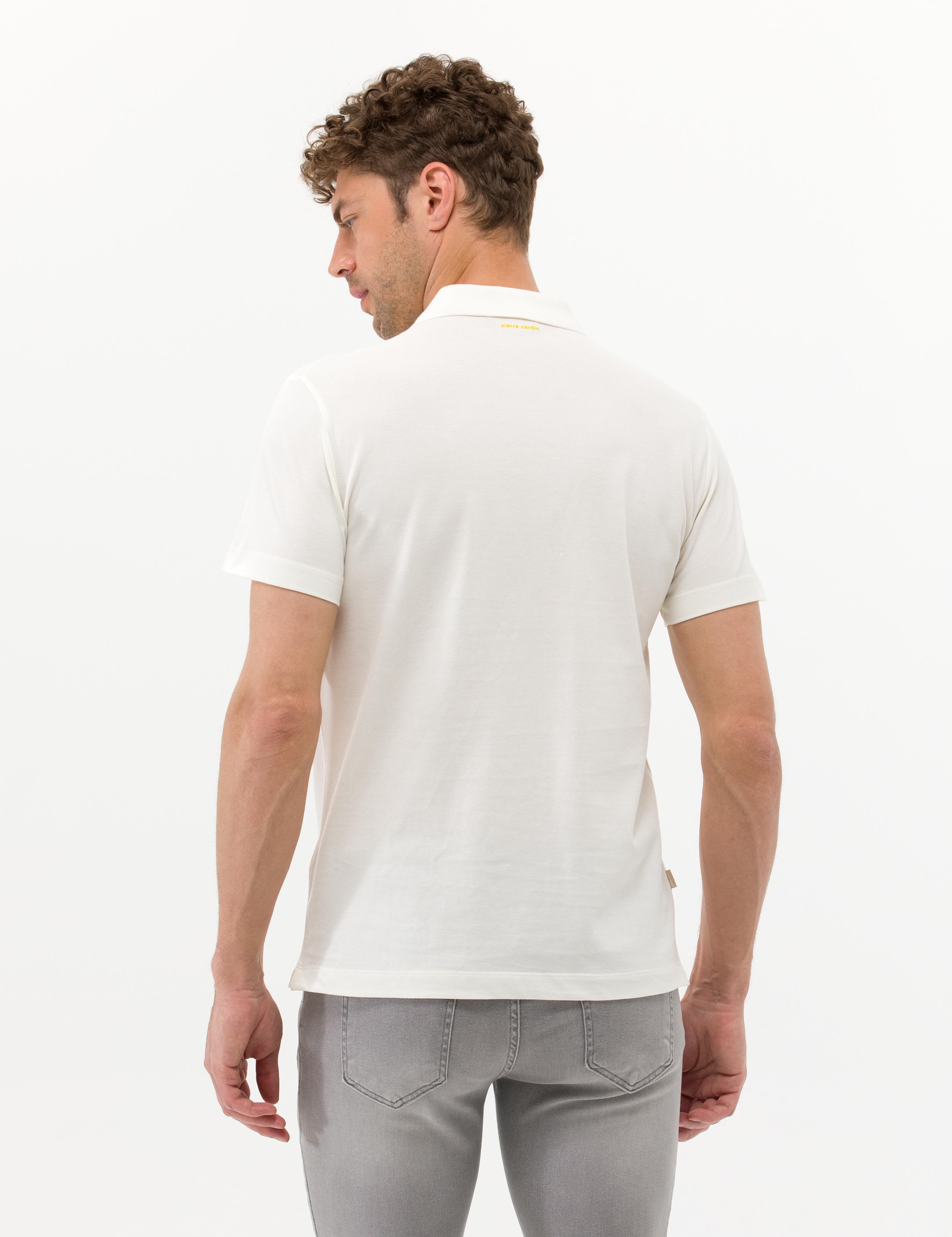 Ekru Baskılı Bisiklet Yaka Tişört