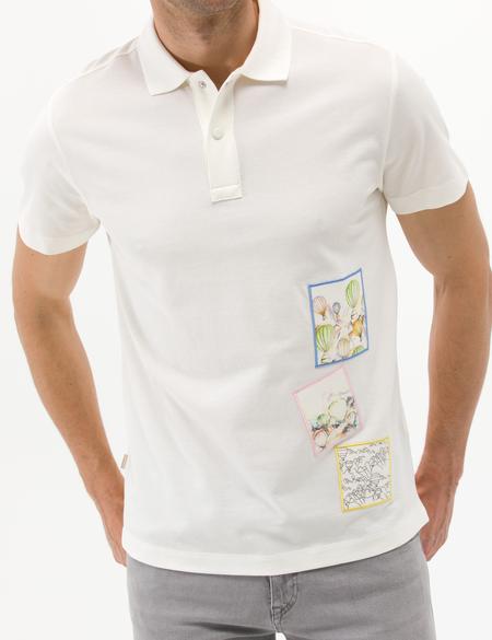 Ekru Baskılı Bisiklet Yaka Tişört - 50264195023