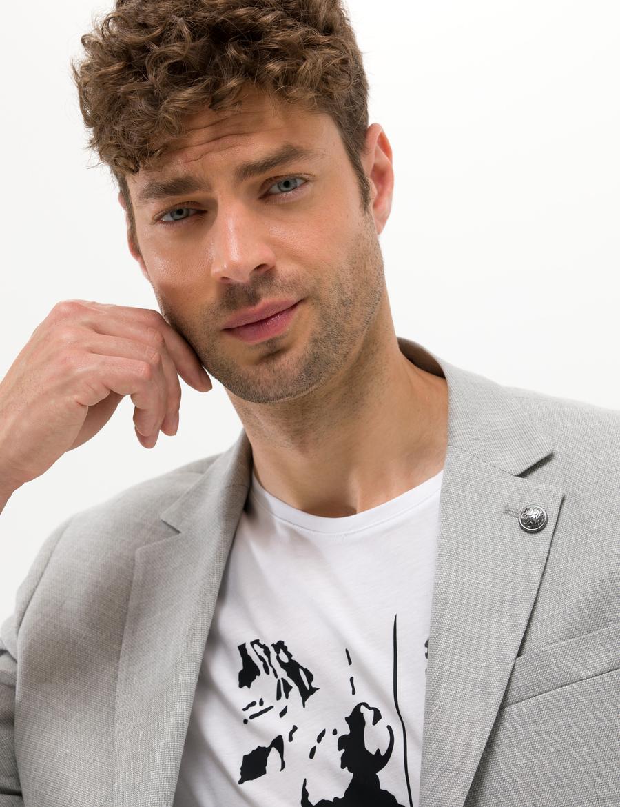 Gri Spor Keten Karışımlı Blazer Ceket