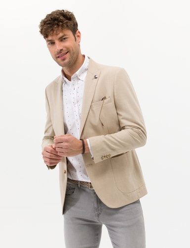 Bej Ex. Slim Fit Keten Karışımlı Ceket