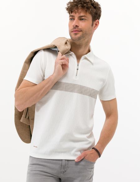 Ekru Slim Fit Fermuarlı Tişört - 50266143041