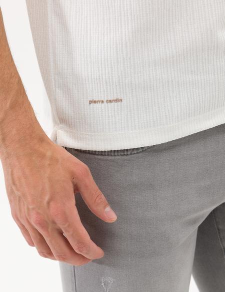 Ekru Slim Fit Fermuarlı Tişört - 50266143041