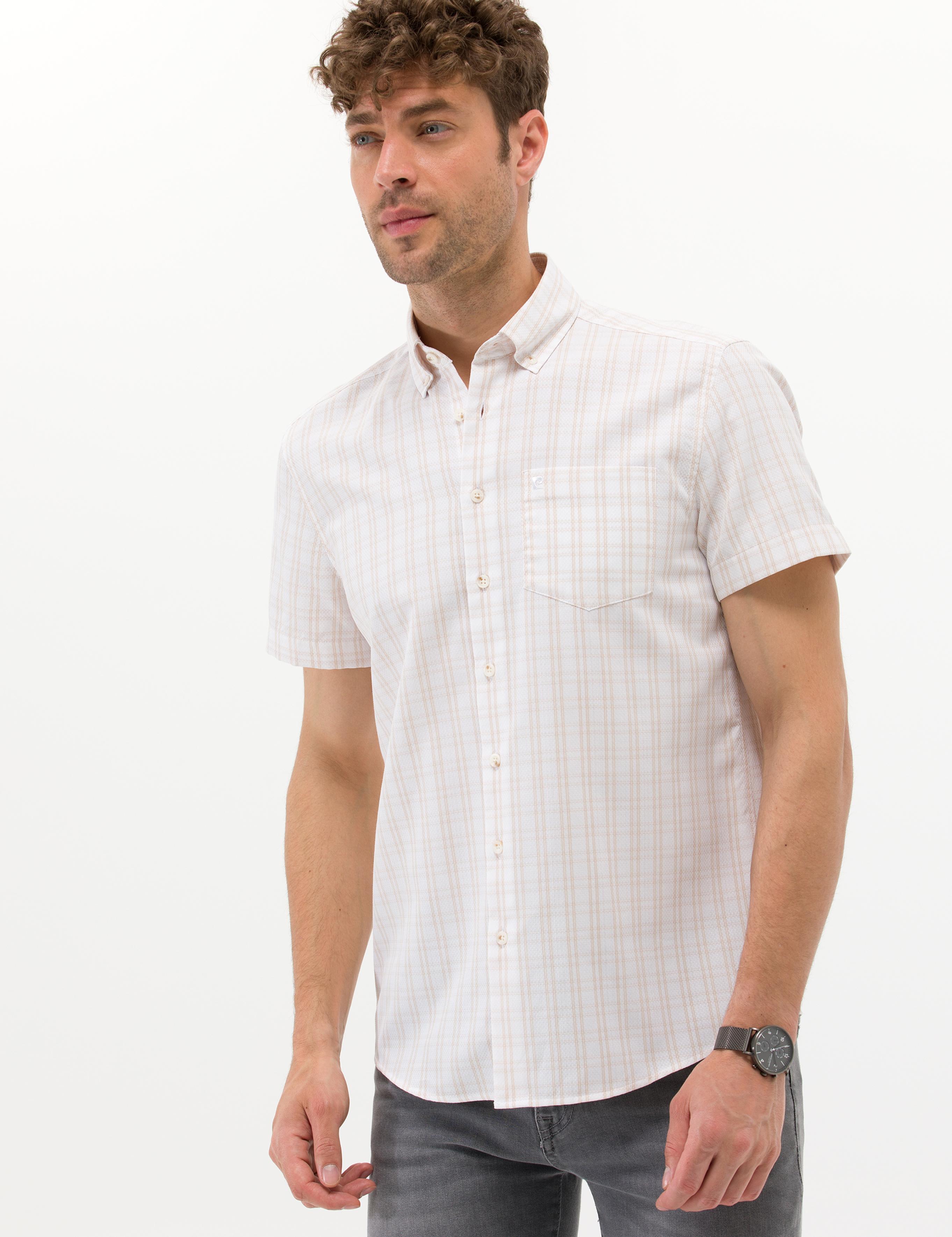 Bej Regular Fit Kısa Kollu Gömlek