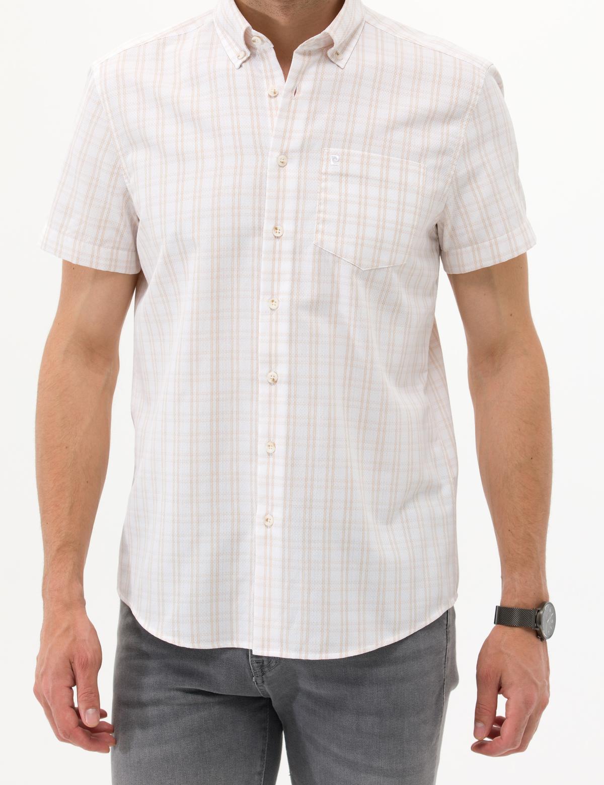 Bej Regular Fit Kısa Kollu Gömlek - 50266589033