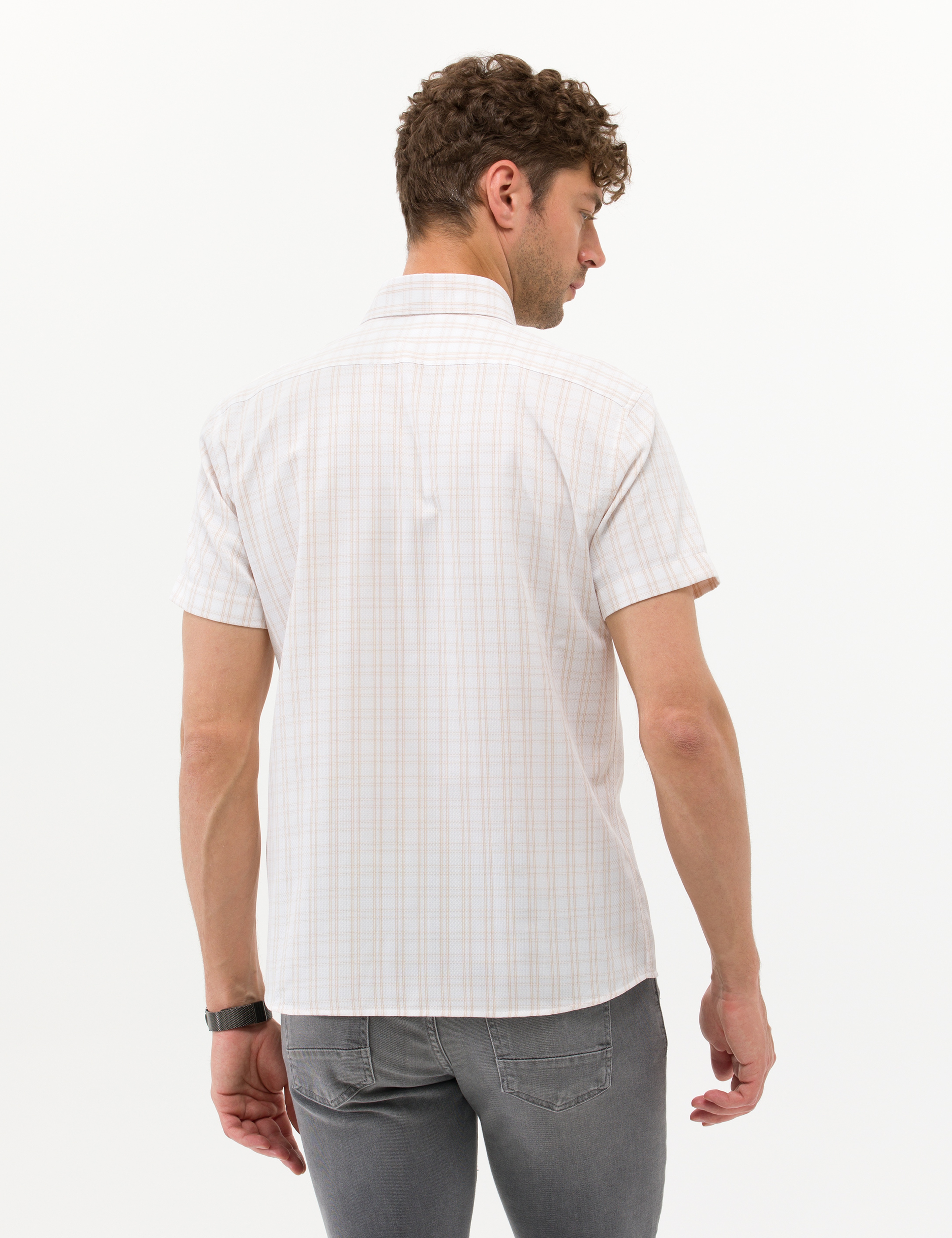 Bej Regular Fit Kısa Kollu Gömlek - Image 5