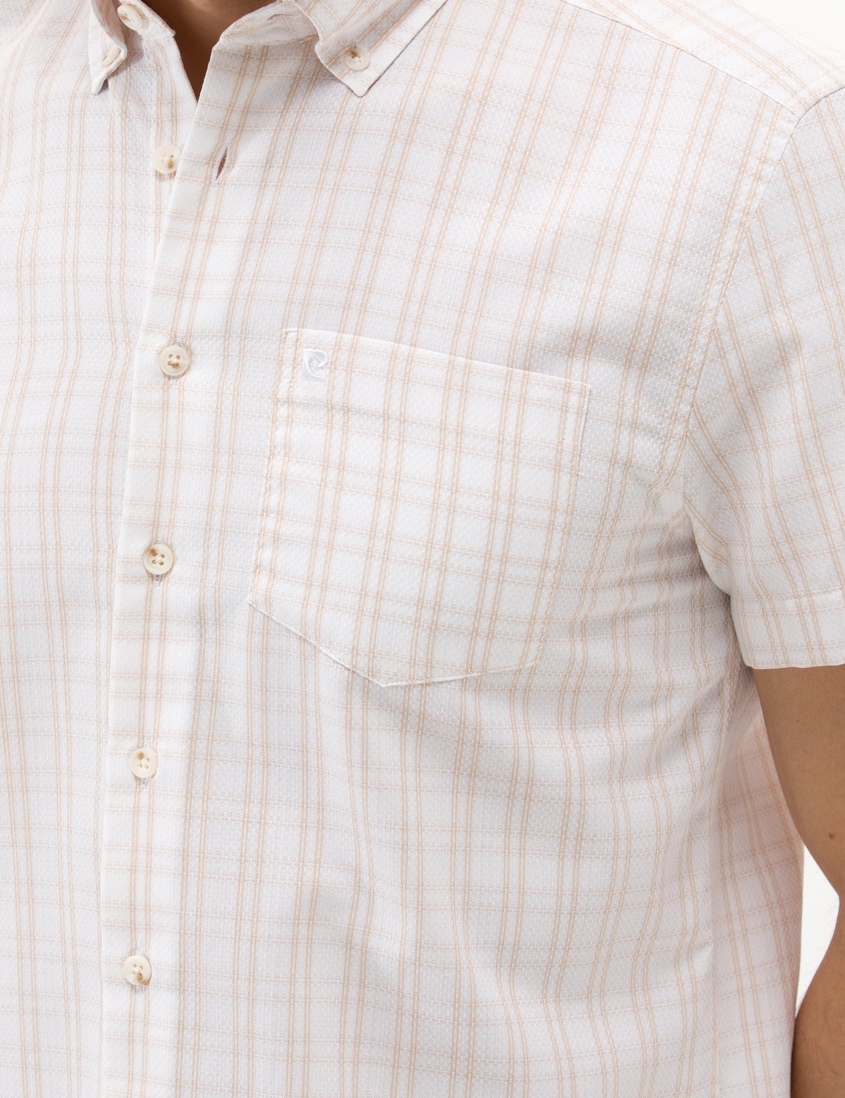 Bej Regular Fit Kısa Kollu Gömlek