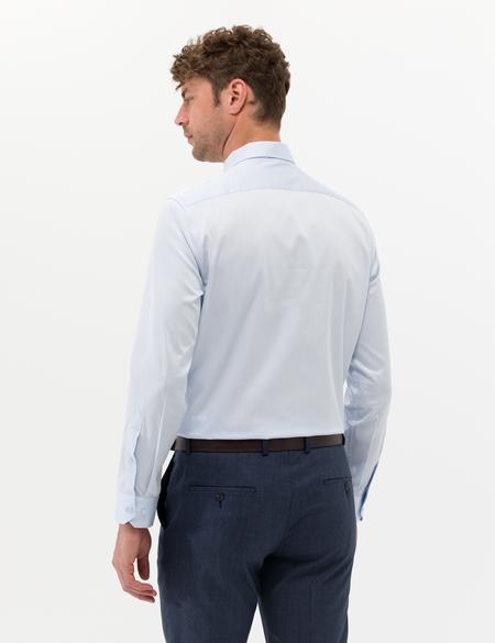 Açık Mavi Parlak Saten Regular Fit Uzun Kollu Basic Gömlek - 50268202009