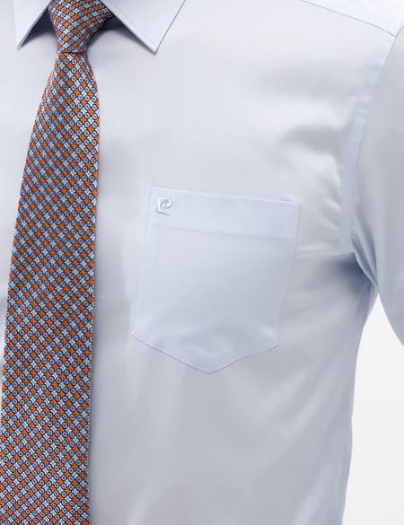 Açık Mavi Parlak Saten Regular Fit Uzun Kollu Basic Gömlek - 50268202009