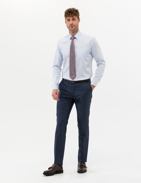 Açık Mavi Parlak Saten Regular Fit Uzun Kollu Basic Gömlek - 50268202009