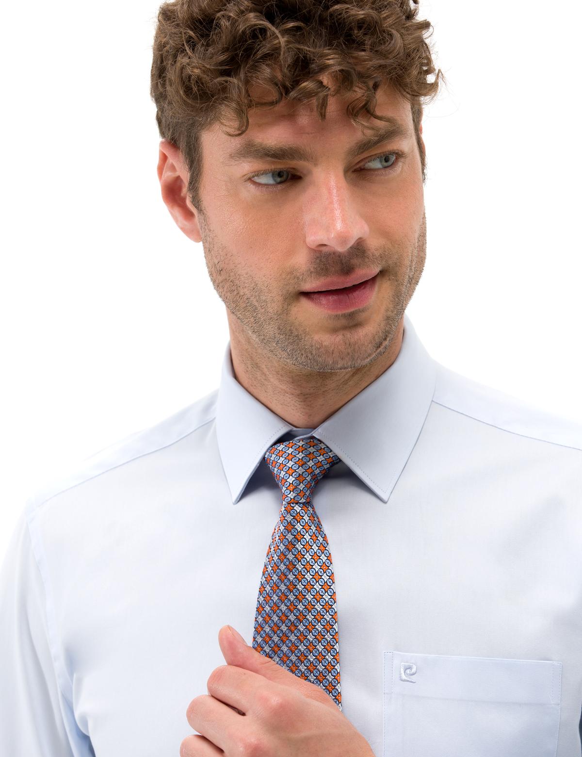 Açık Mavi Parlak Saten Regular Fit Uzun Kollu Basic Gömlek - 50268202009