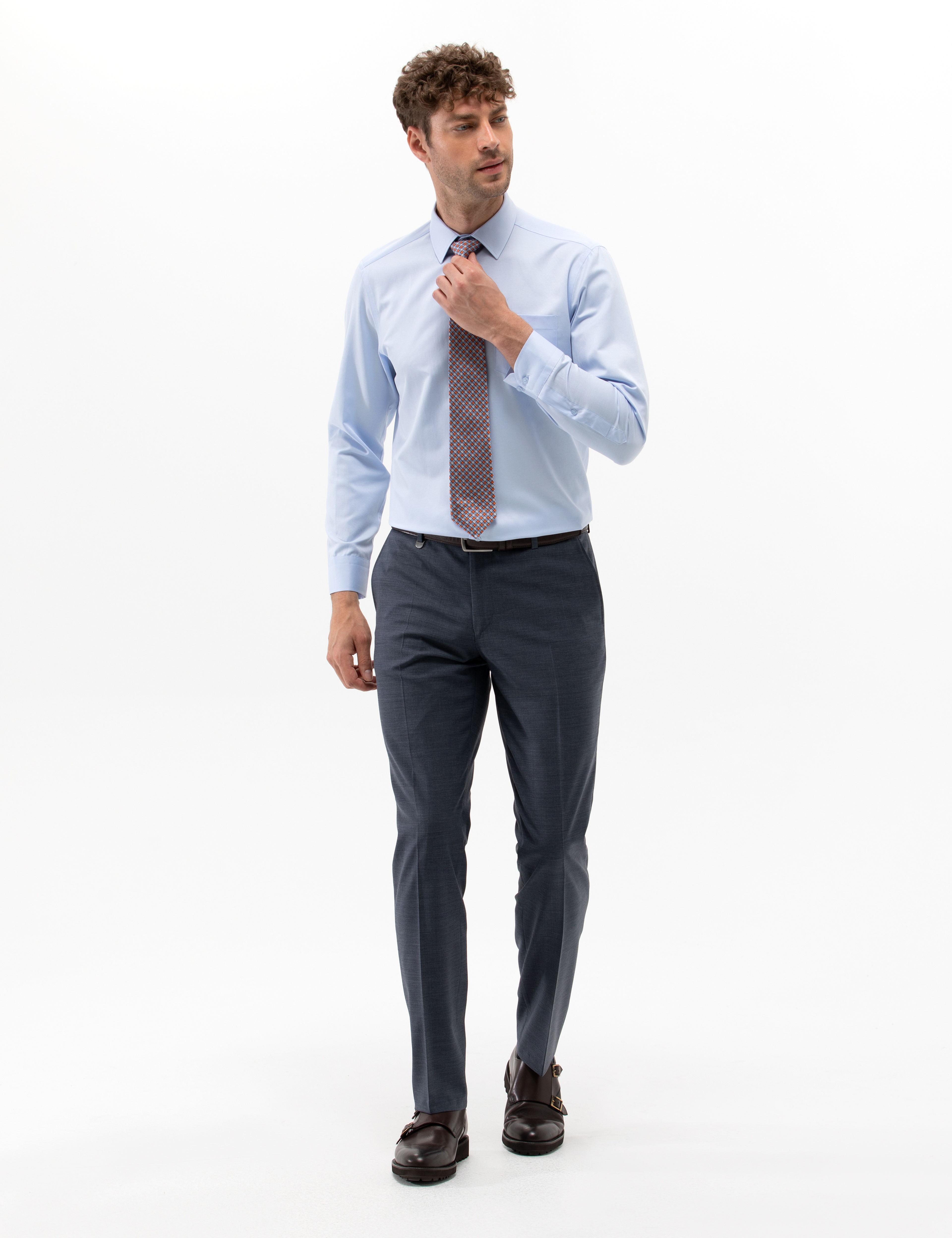 Açık Mavi Regular Fit Uzun Kollu Klasik Gömlek - Image 2