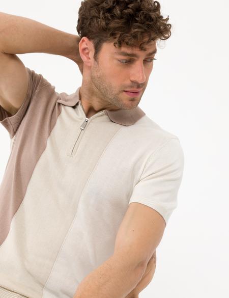 Vizon Slim Fit Fermuarlı Polo Yaka Triko Tişört - 50268292001