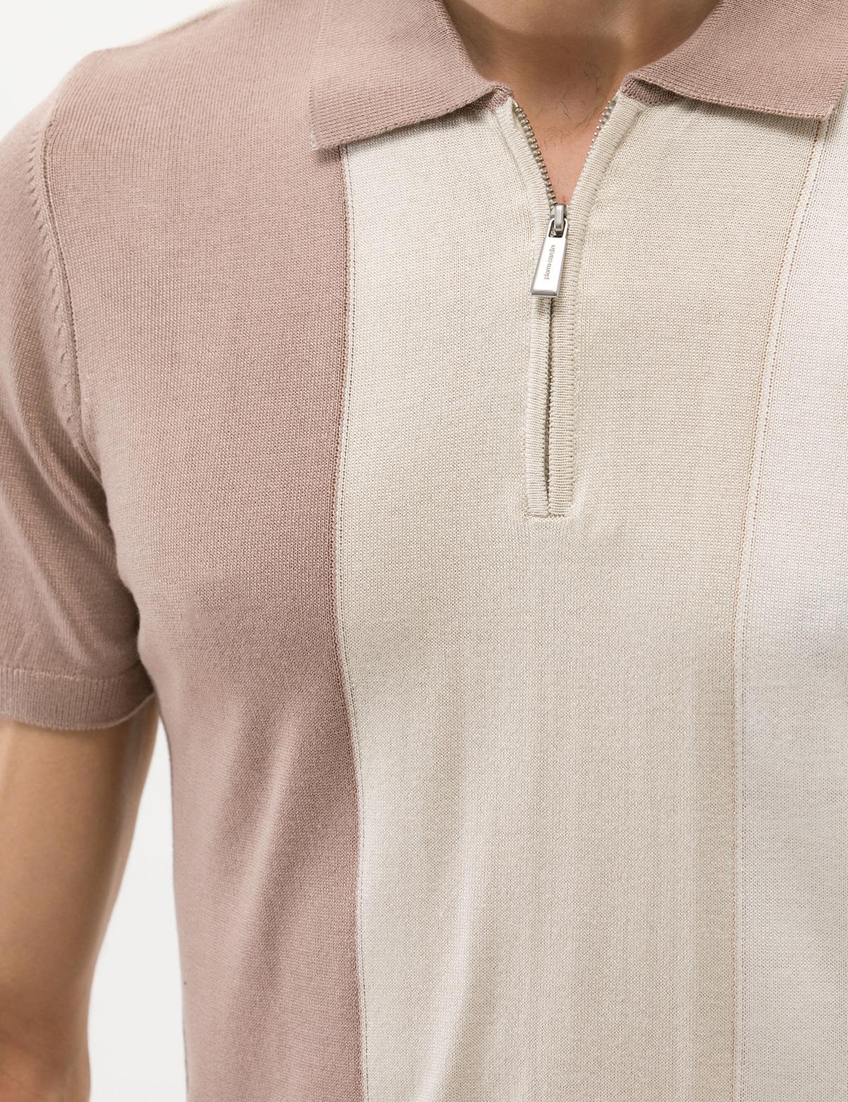 Vizon Slim Fit Fermuarlı Polo Yaka Triko Tişört - 50268292001