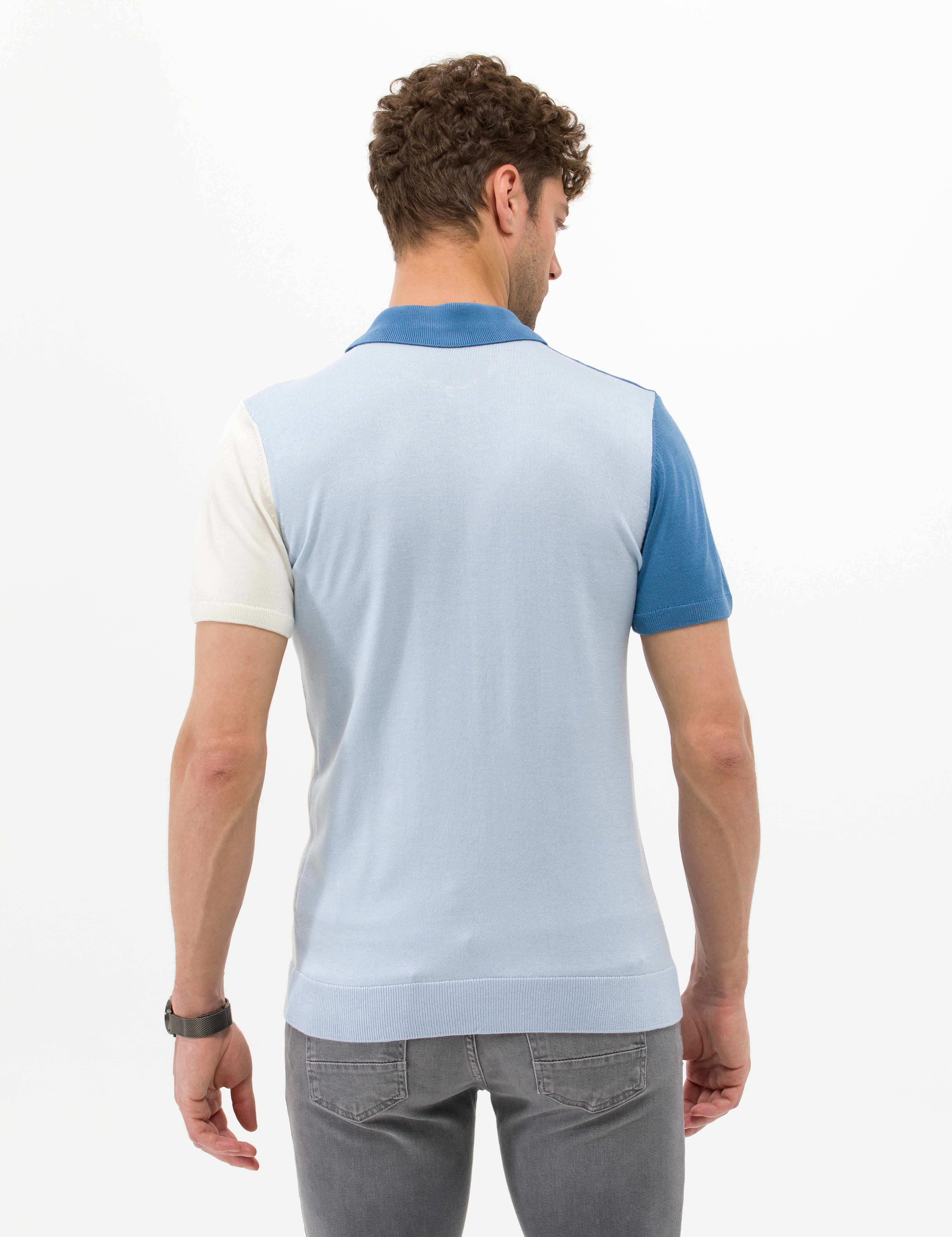 İndigo Slim Fit Fermuarlı Polo Yaka Triko Tişört - Image 5