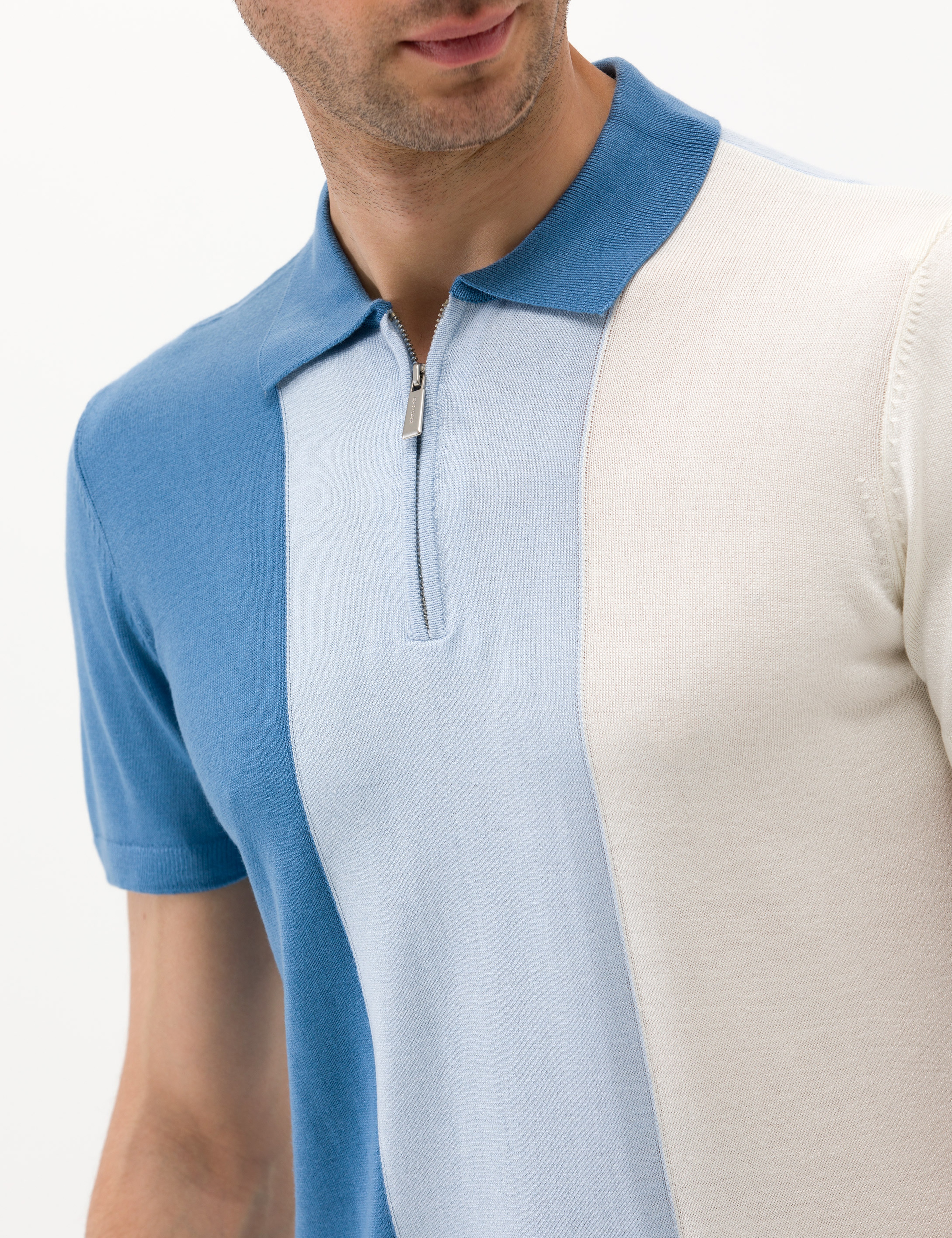 İndigo Slim Fit Fermuarlı Polo Yaka Triko Tişört - Image 7