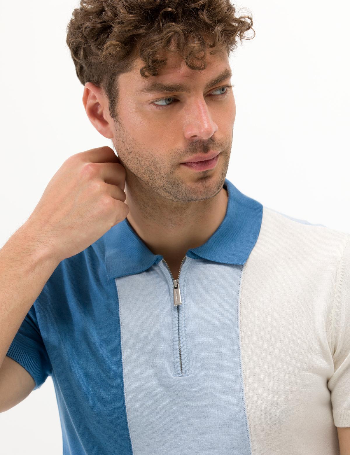 İndigo Slim Fit Fermuarlı Polo Yaka Triko Tişört - 50268292011