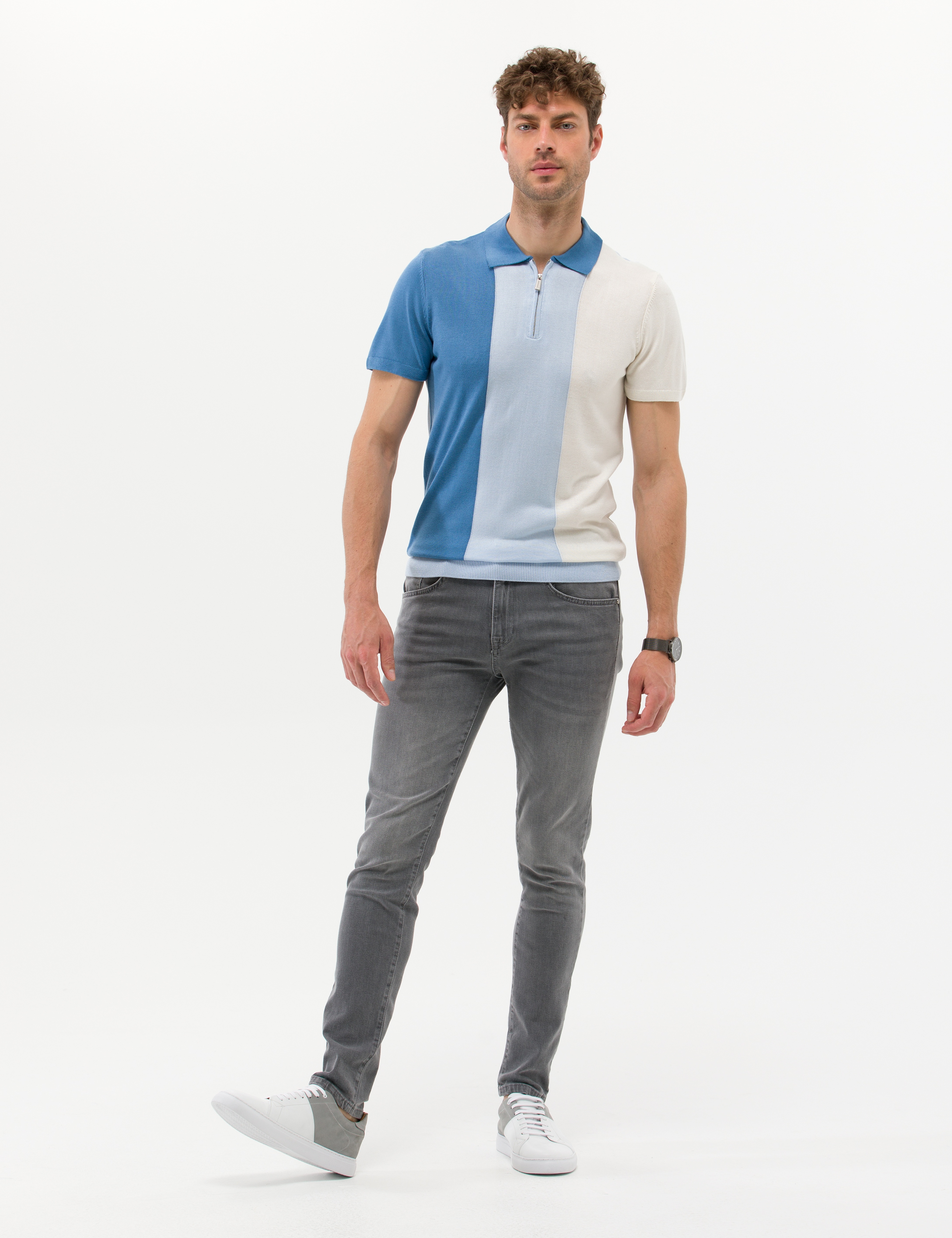 İndigo Slim Fit Fermuarlı Polo Yaka Triko Tişört - Image 4