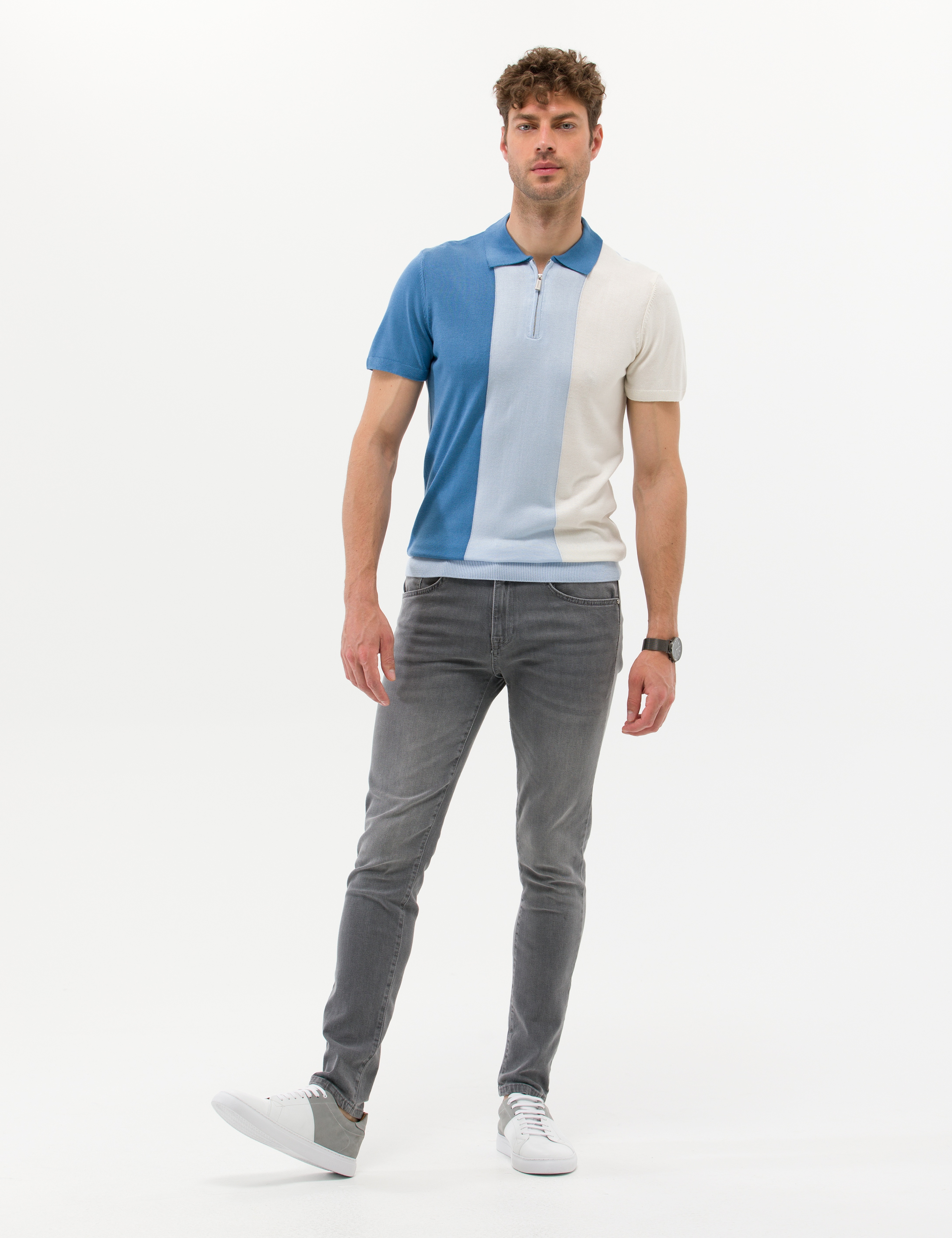 İndigo Slim Fit Fermuarlı Polo Yaka Triko Tişört
