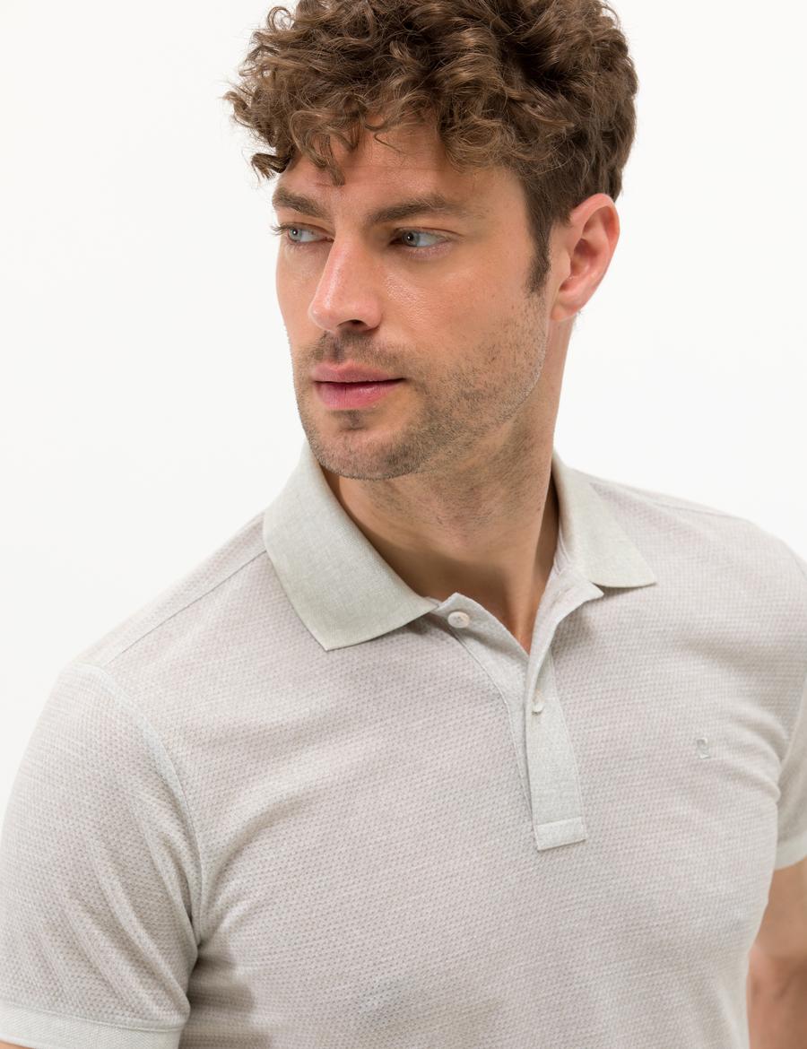 Açık Yeşil Slim Fit Dokulu Polo Yaka Tişört