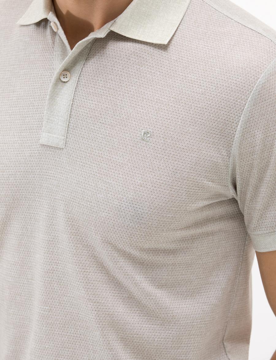 Açık Yeşil Slim Fit Dokulu Polo Yaka Tişört