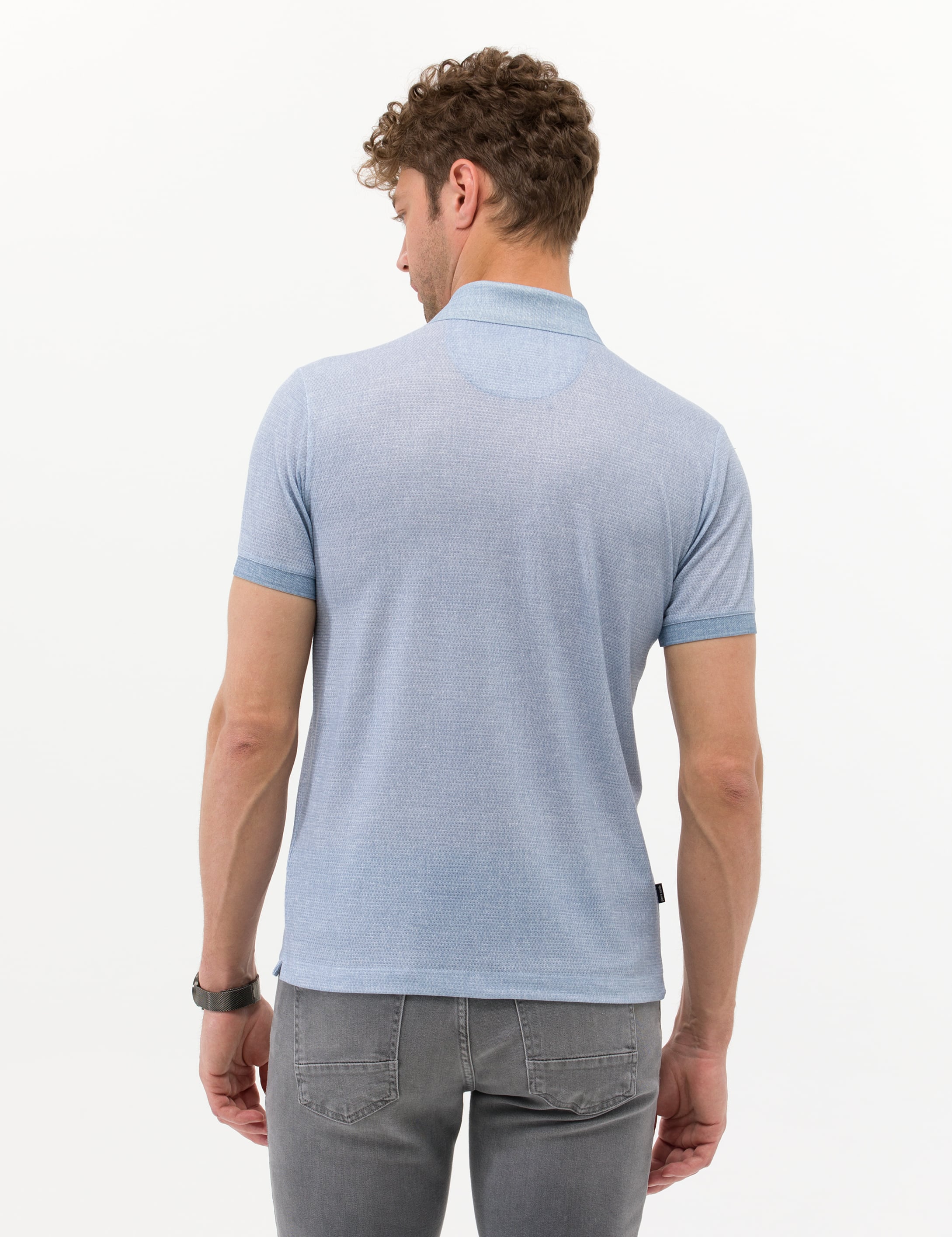 Mavi Slim Fit Dokulu Polo Yaka Tişört - Image 5