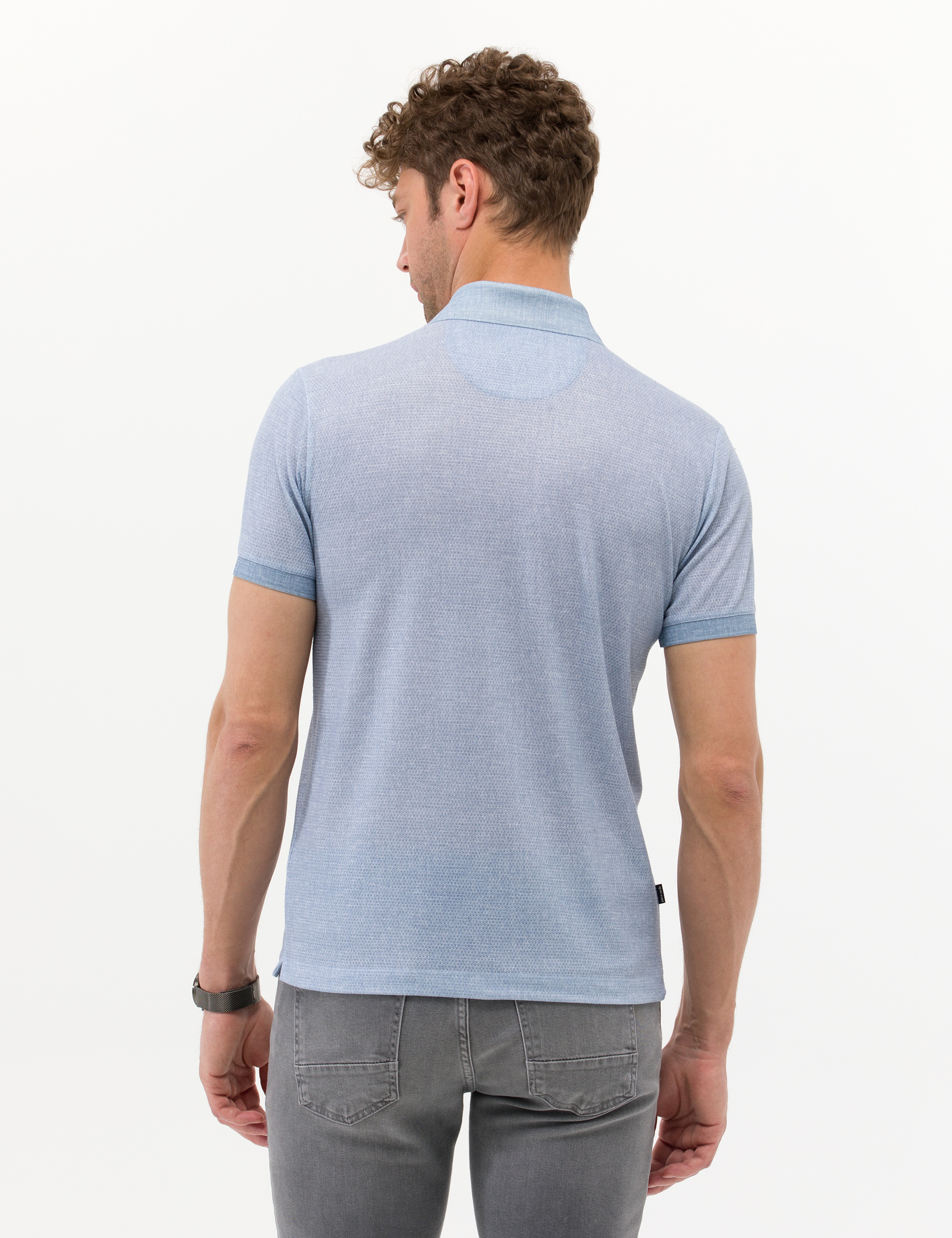 Mavi Slim Fit Dokulu Polo Yaka Tişört