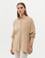 Bej Keten Karışımlı Oversize Gömlek