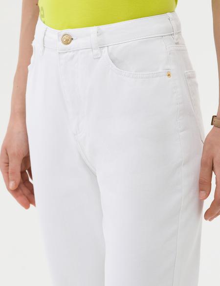 Beyaz Mom High Waist Fit Jean Pantolon - 50262571021