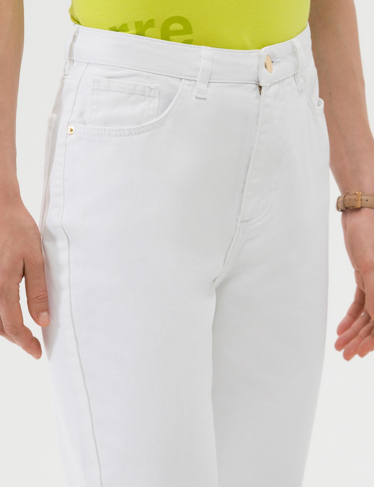 Beyaz Mom High Waist Fit Jean Pantolon - 50262571021