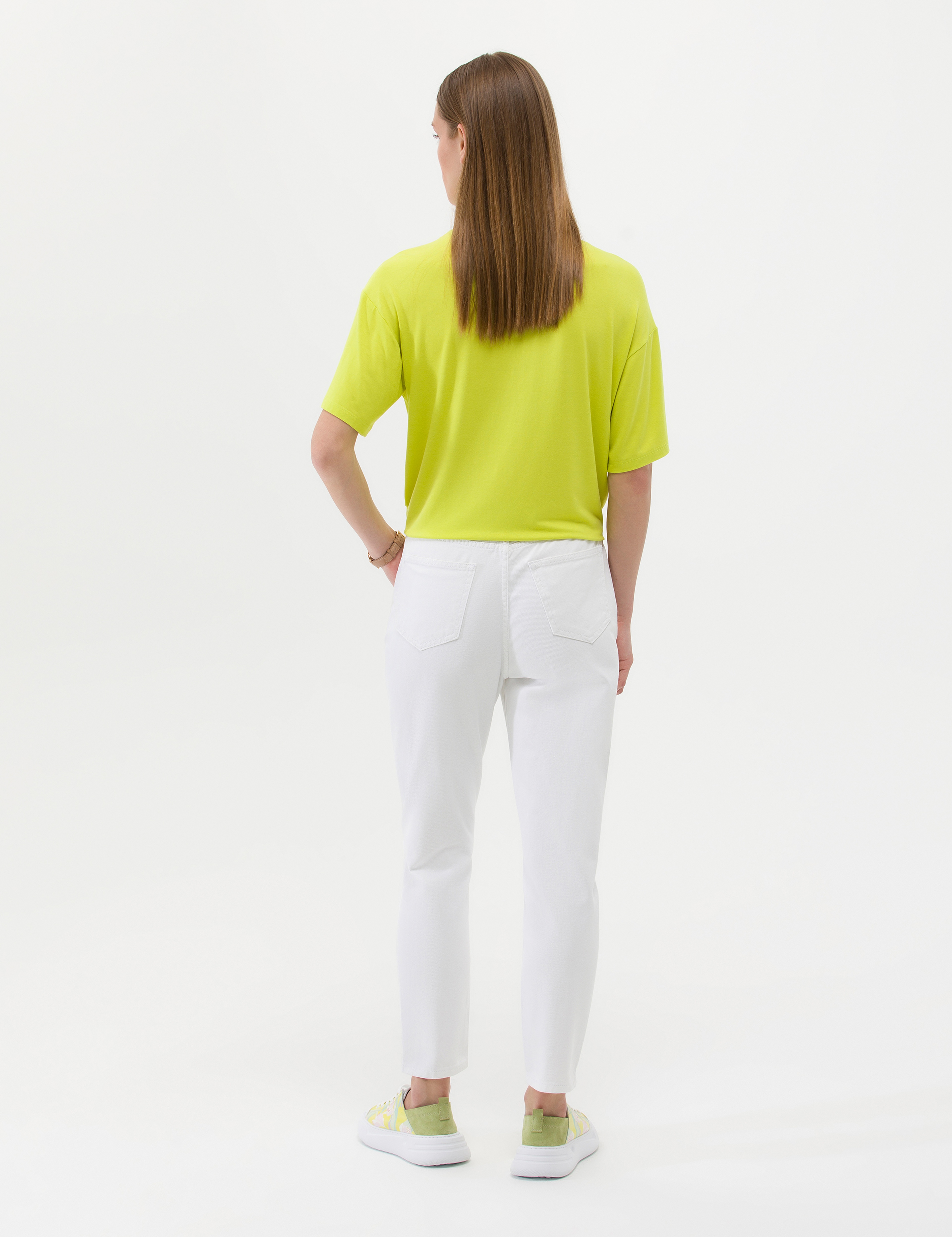 Beyaz Mom High Waist Fit Jean Pantolon - Image 4