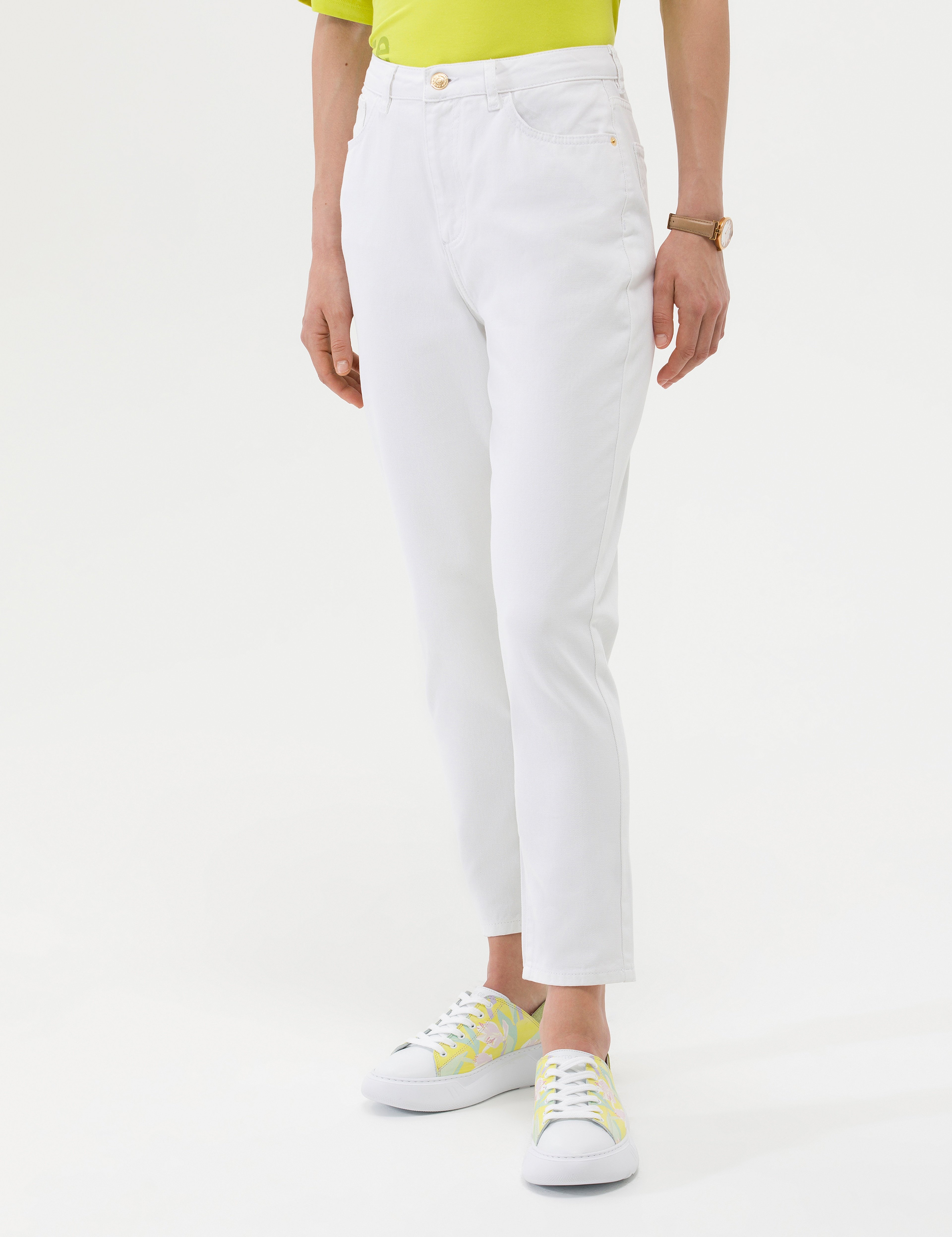 Beyaz Mom High Waist Fit Jean Pantolon - Image 2