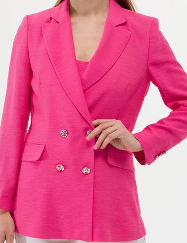 Pembe Kruvaze Slim Fit Ceket