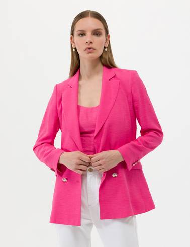 Pembe Kruvaze Slim Fit Ceket