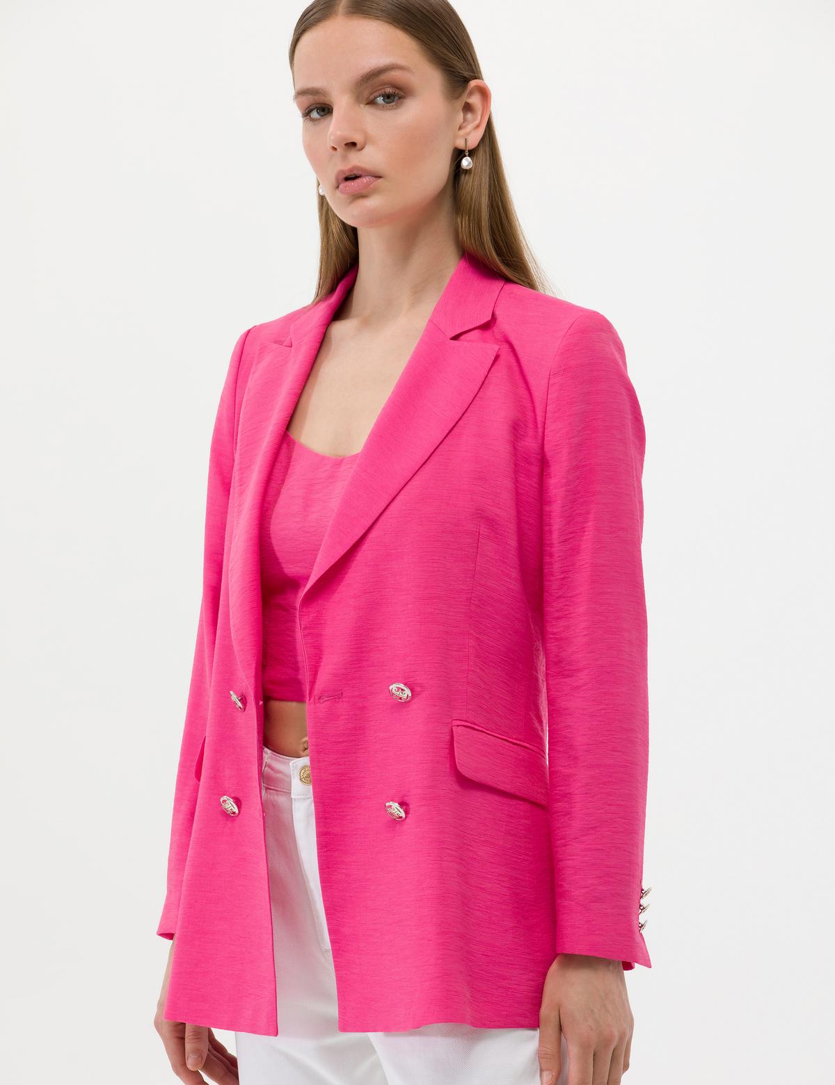 Pembe Kruvaze Slim Fit Ceket - 50262599007