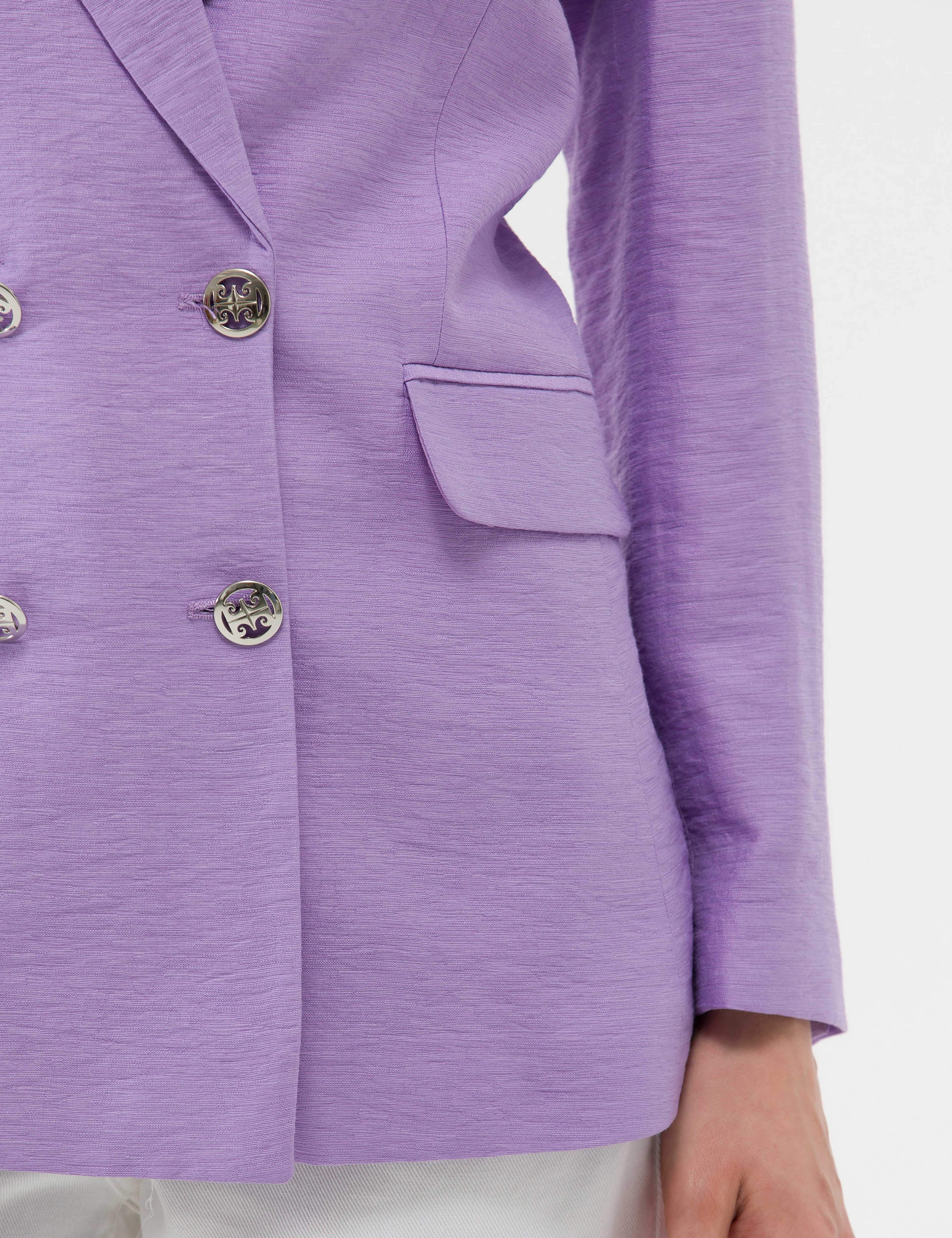 Mor Kruvaze Slim Fit Ceket - Image 7