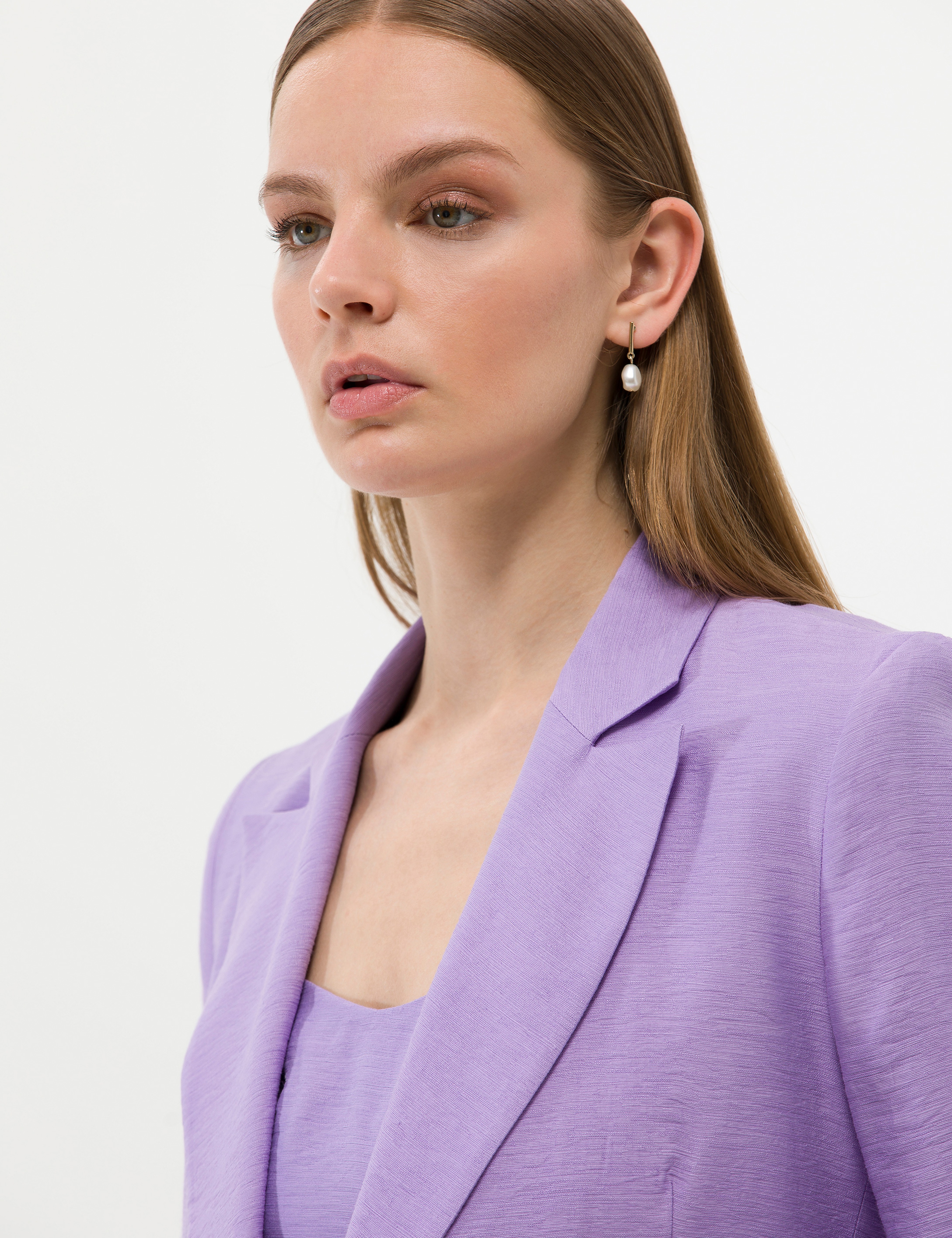 Mor Kruvaze Slim Fit Ceket - Image 3