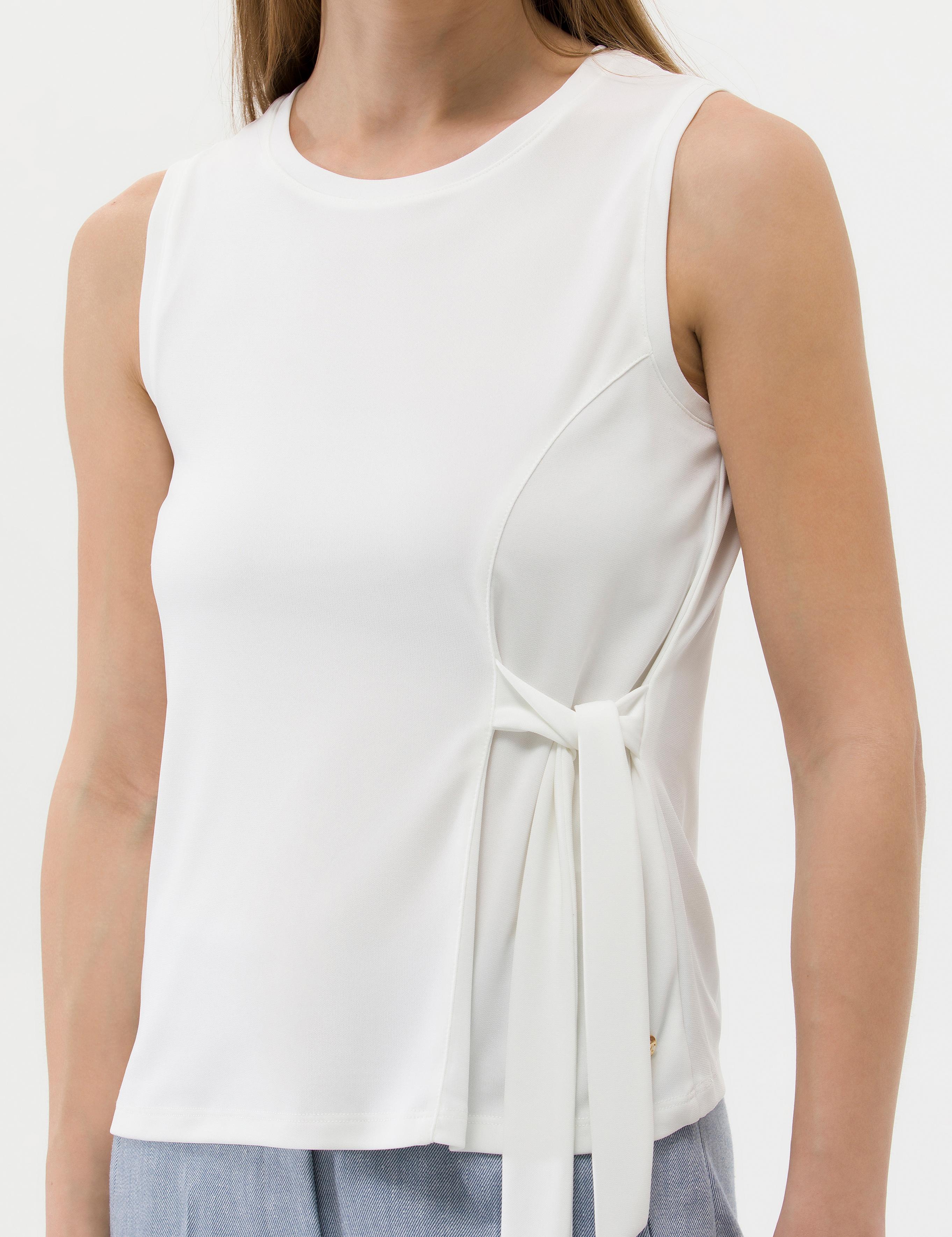 Ekru A Kesim Kolsuz Bluz