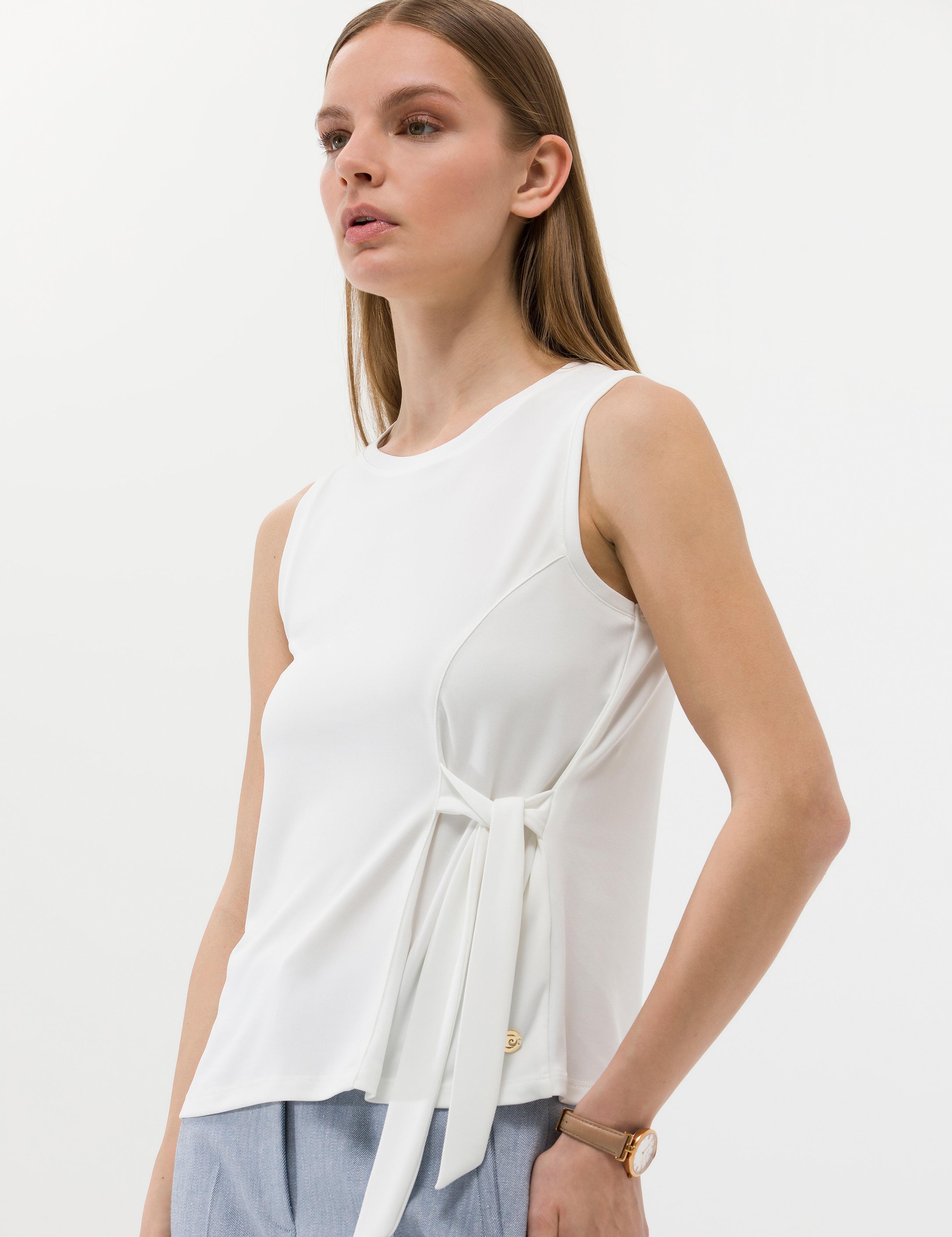 Ekru A Kesim Kolsuz Bluz