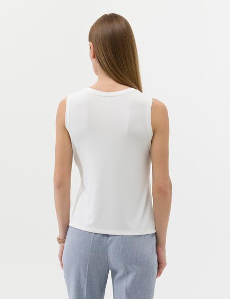 Ekru A Kesim Kolsuz Bluz - 50263009033