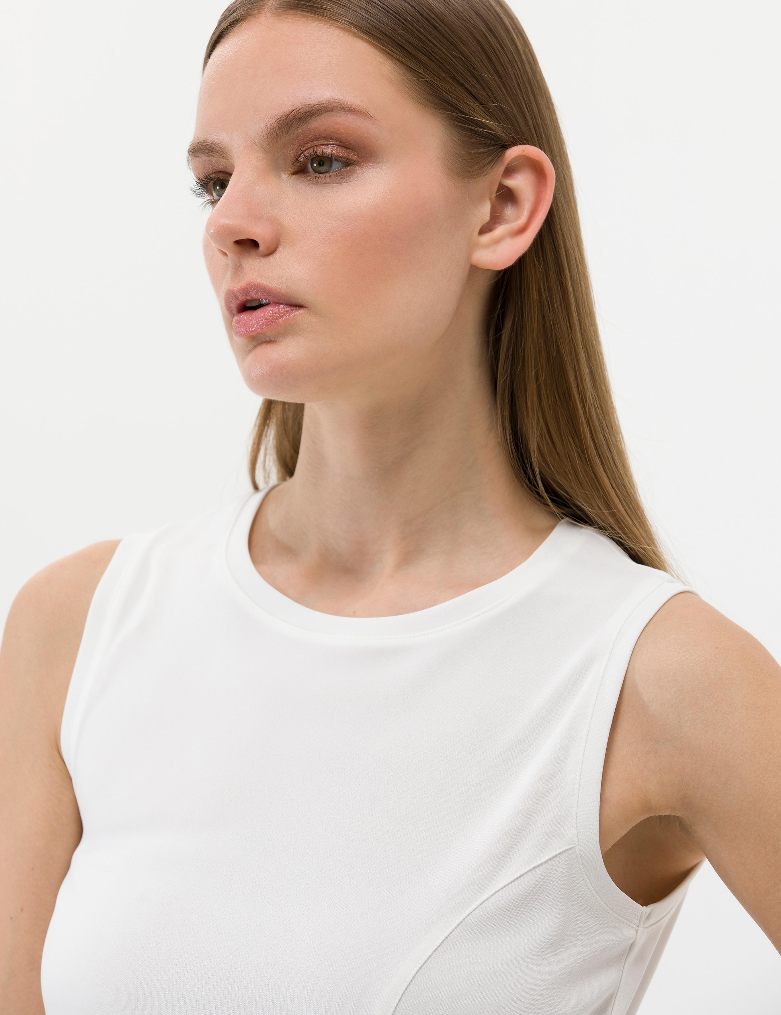 Ekru A Kesim Kolsuz Bluz