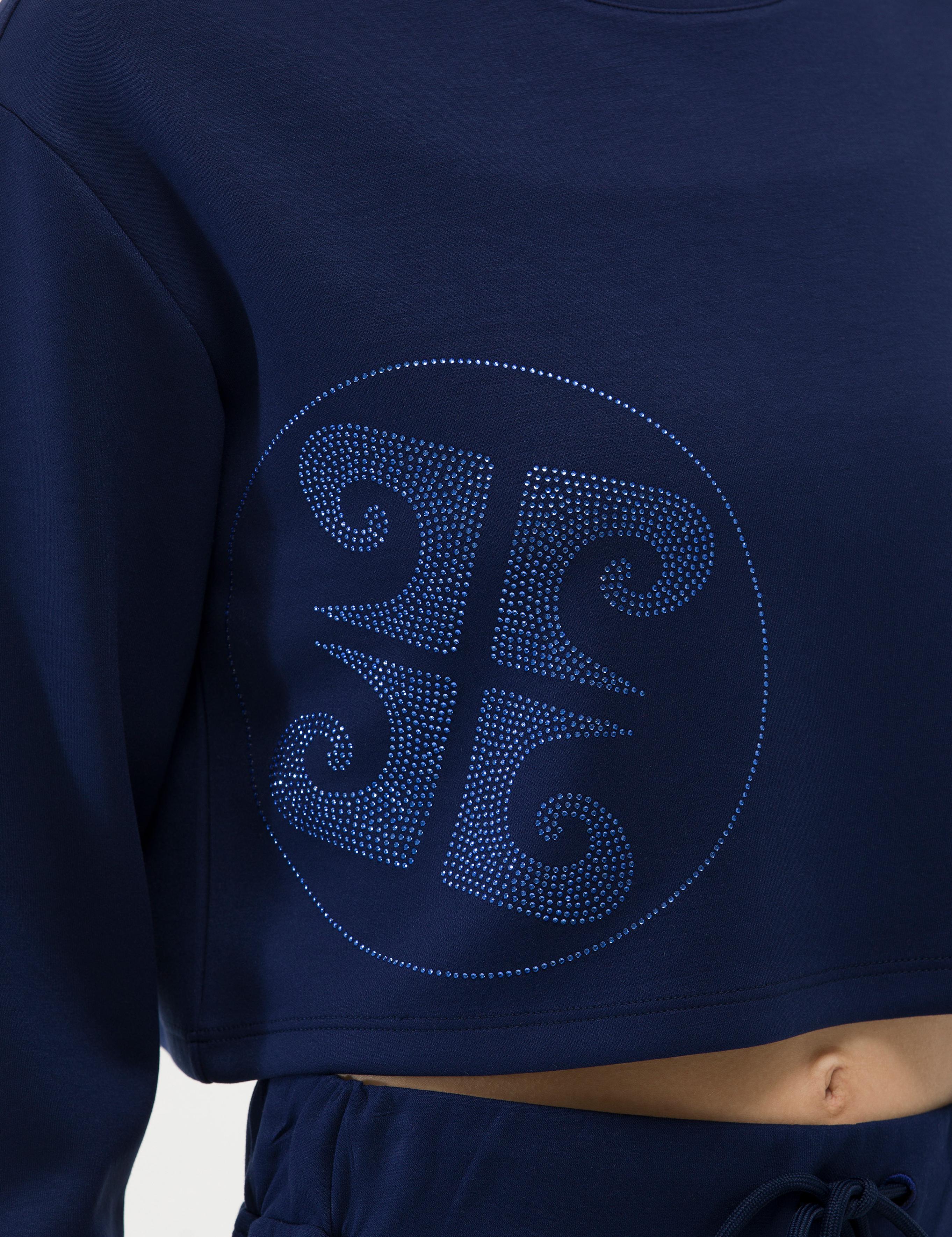 Lacivert Crop Top Sweatshirt