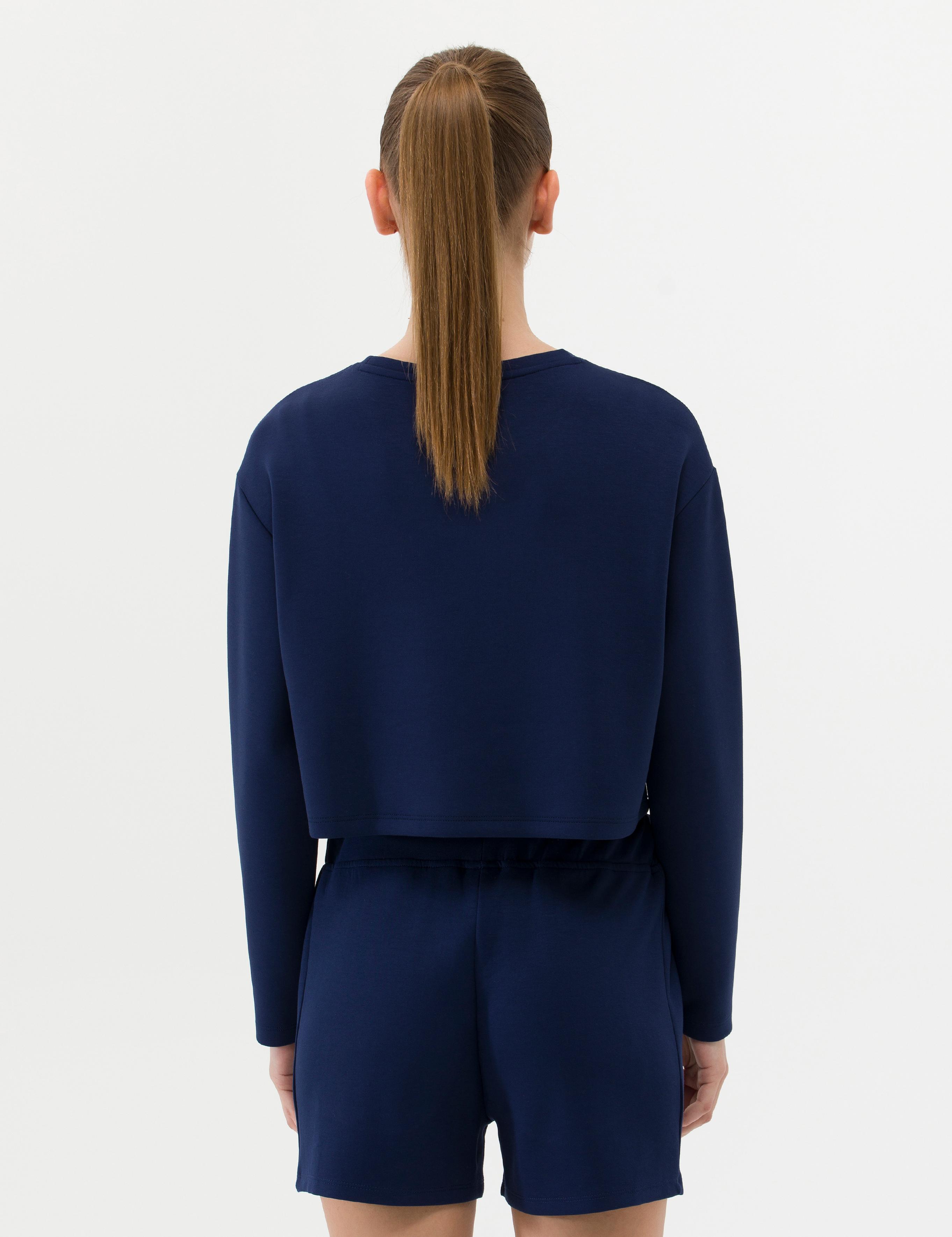 Lacivert Crop Top Sweatshirt