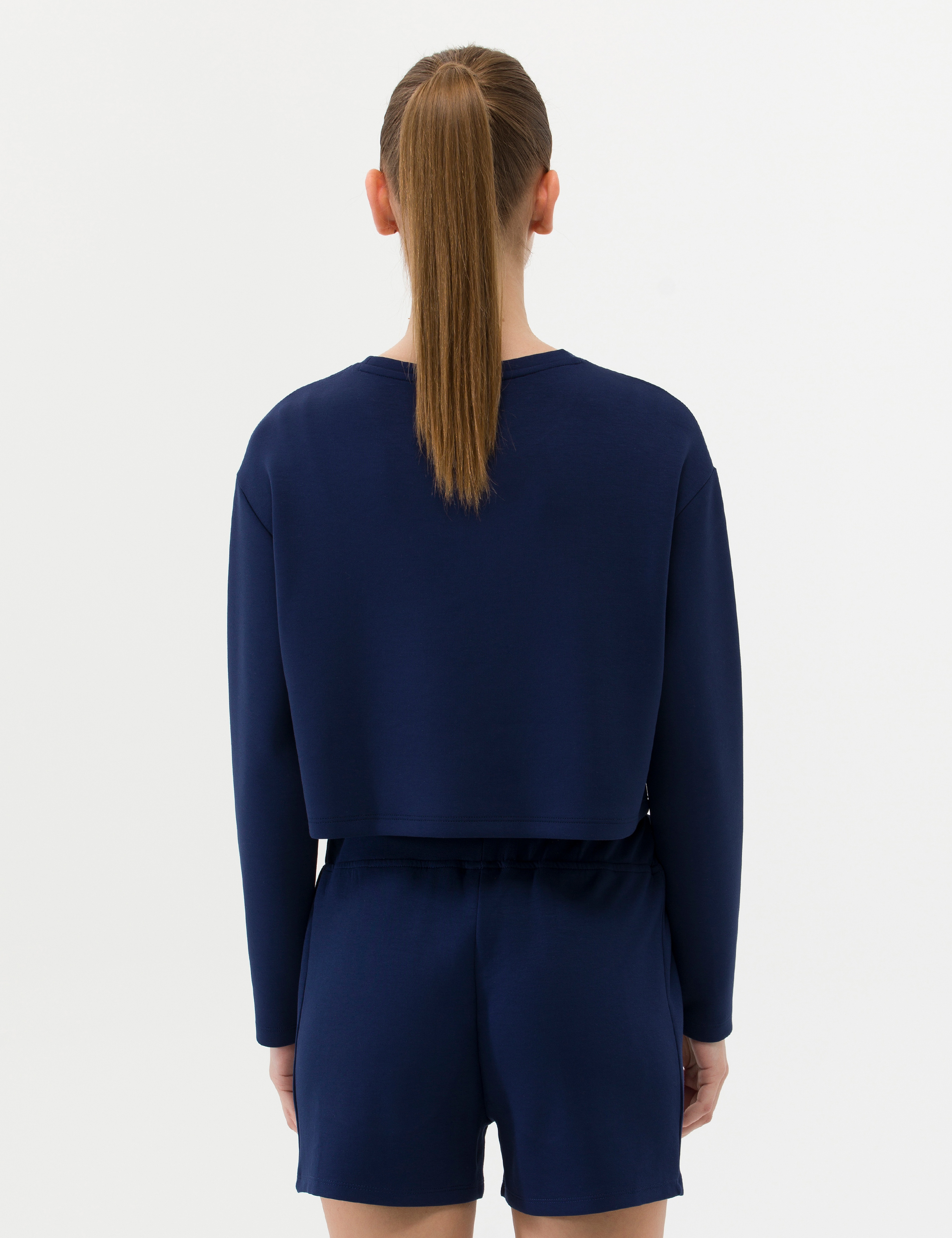 Lacivert Crop Top Sweatshirt